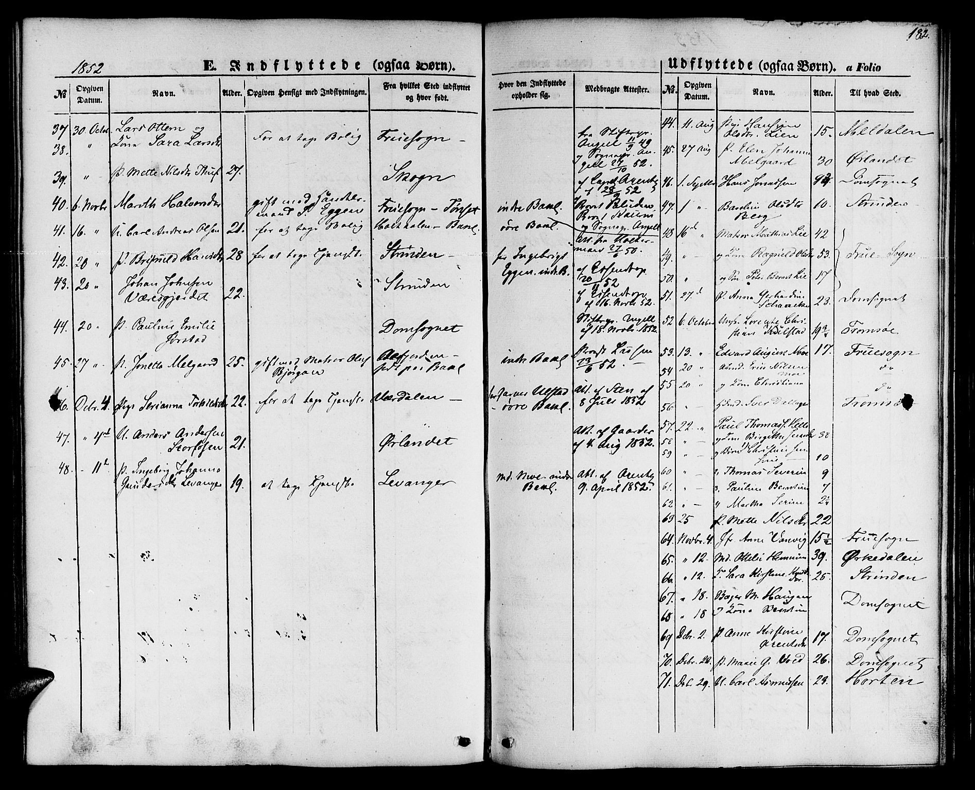 Ministerialprotokoller, klokkerbøker og fødselsregistre - Sør-Trøndelag, SAT/A-1456/604/L0184: Parish register (official) no. 604A05, 1851-1860, p. 182