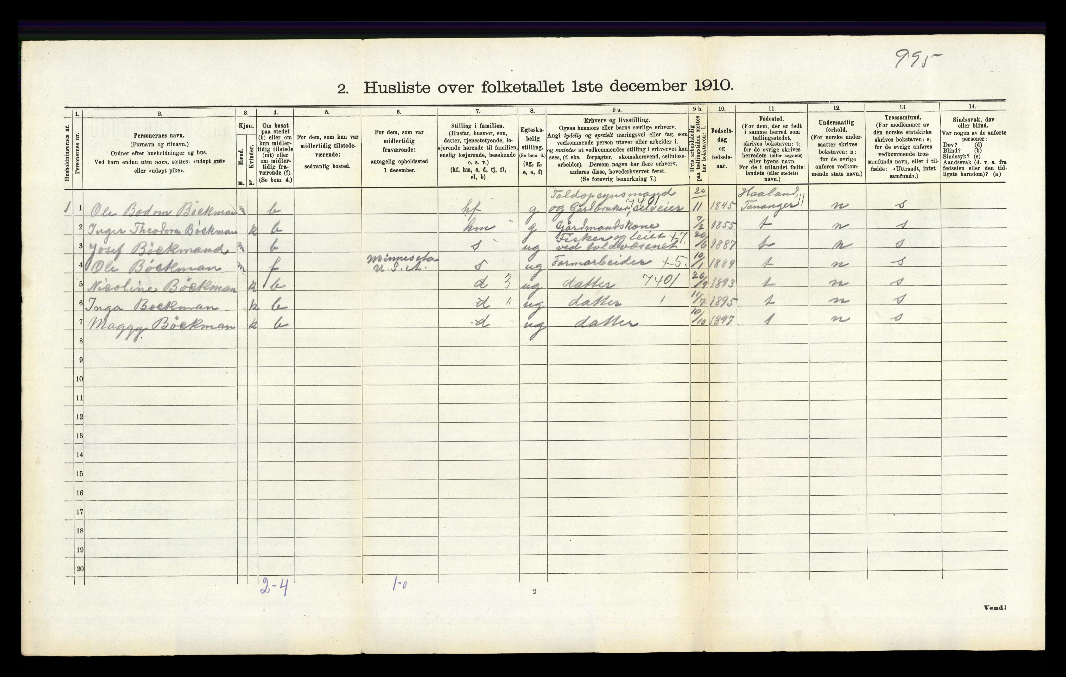 RA, 1910 census for Eigersund, 1910, p. 321