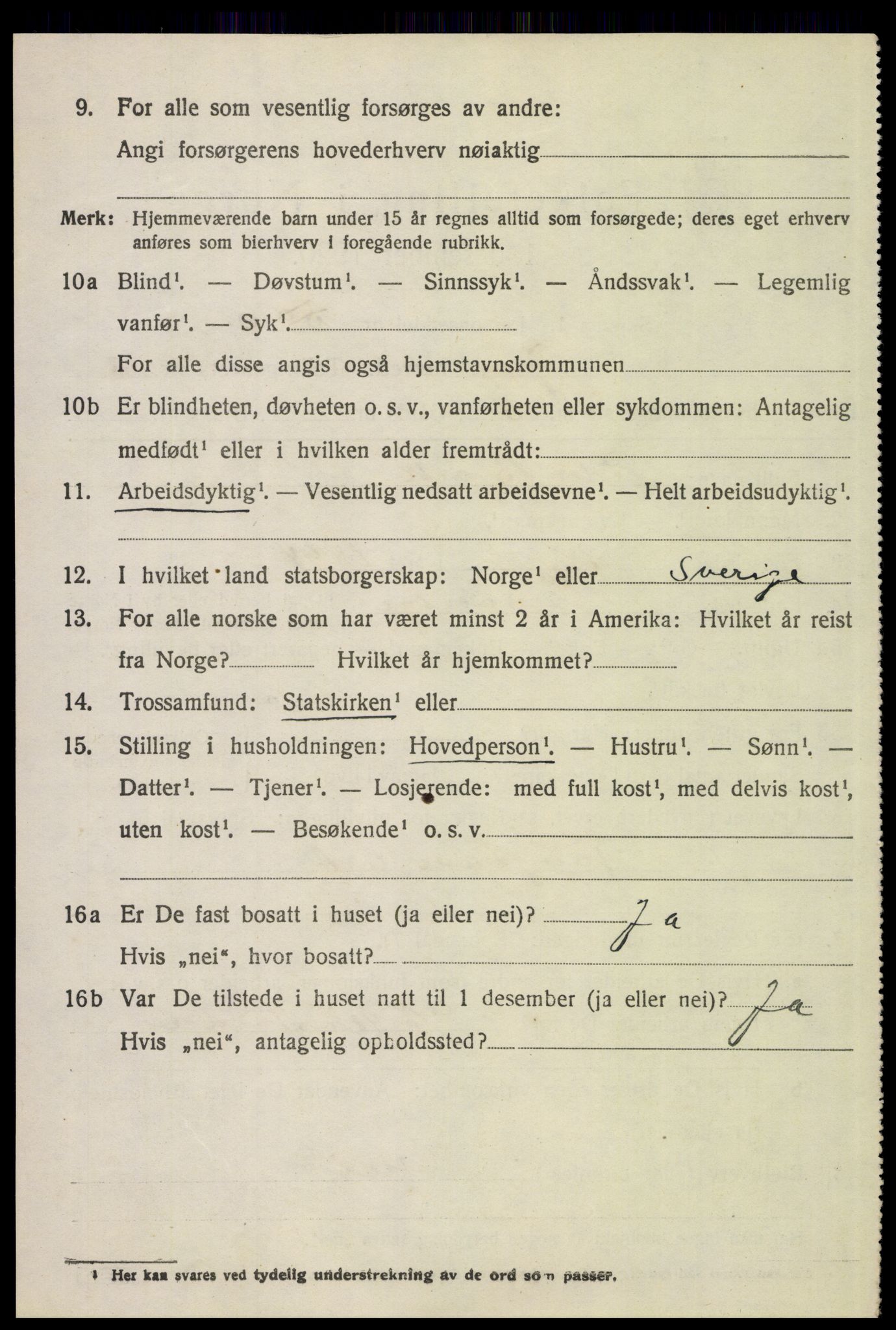 SAH, 1920 census for Tynset, 1920, p. 8599