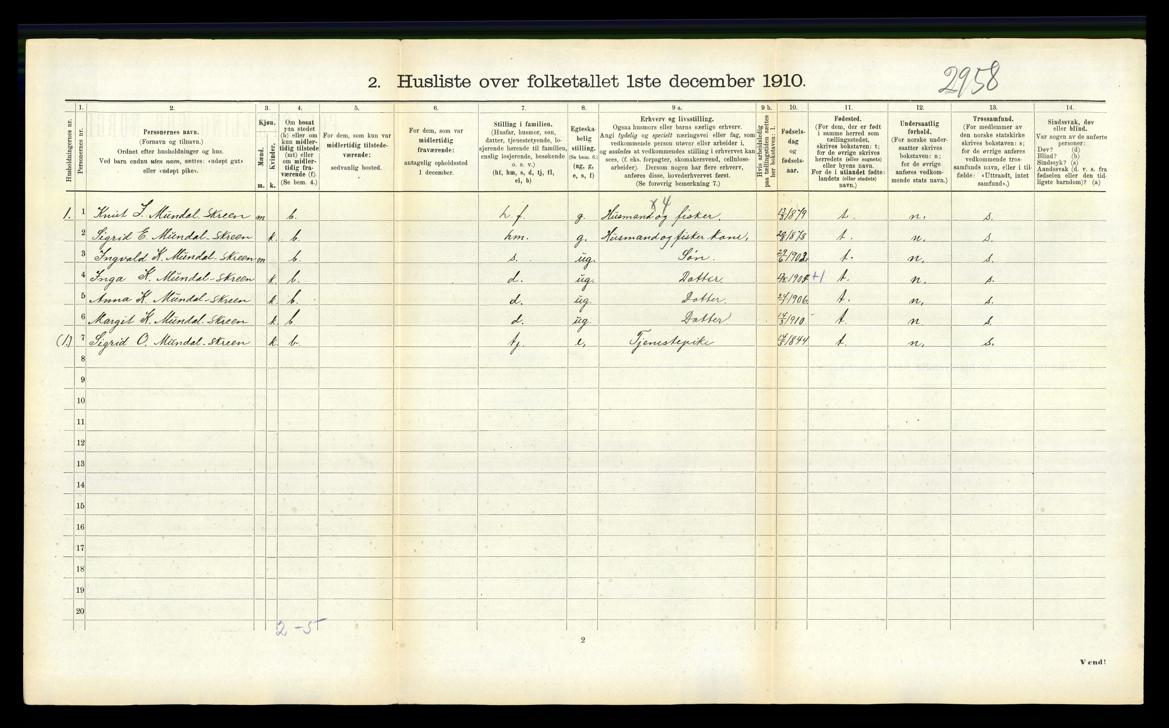 RA, 1910 census for Balestrand, 1910, p. 633