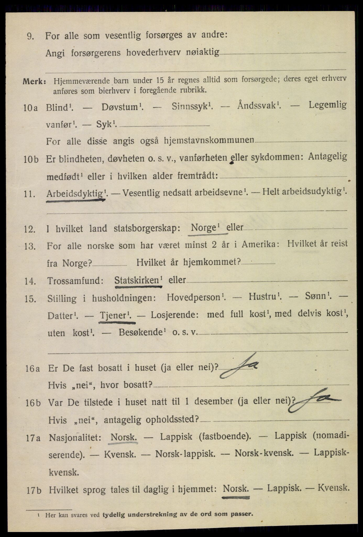 SAT, 1920 census for Fauske, 1920, p. 4169