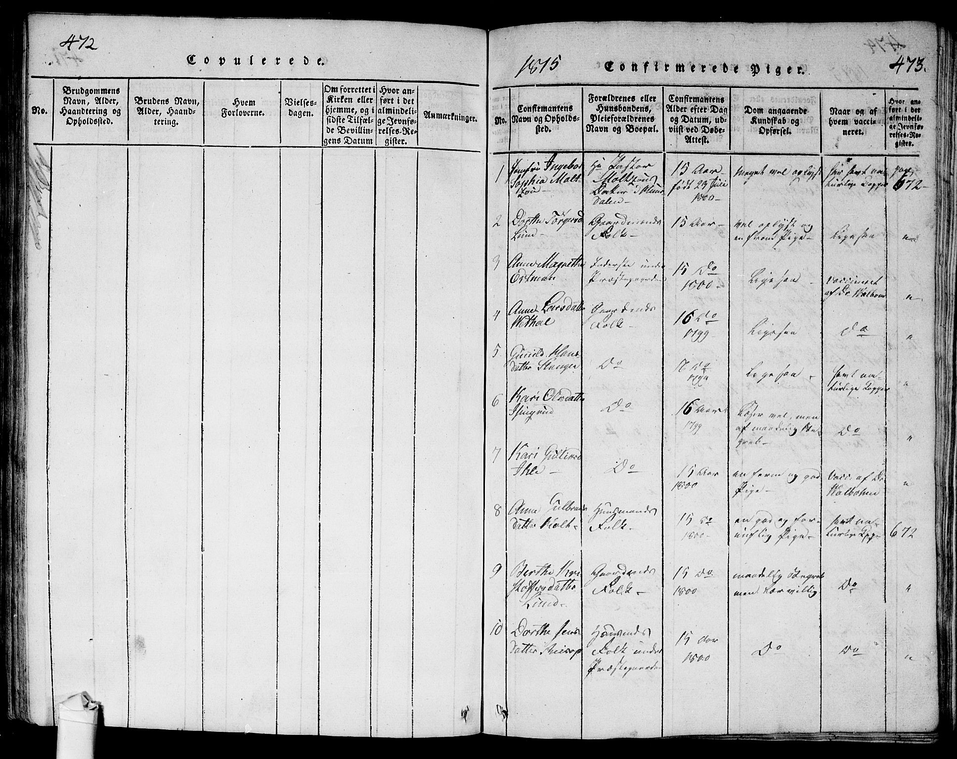 Ullensaker prestekontor Kirkebøker, SAO/A-10236a/G/Ga/L0001: Parish register (copy) no. I 1, 1815-1835, p. 472-473