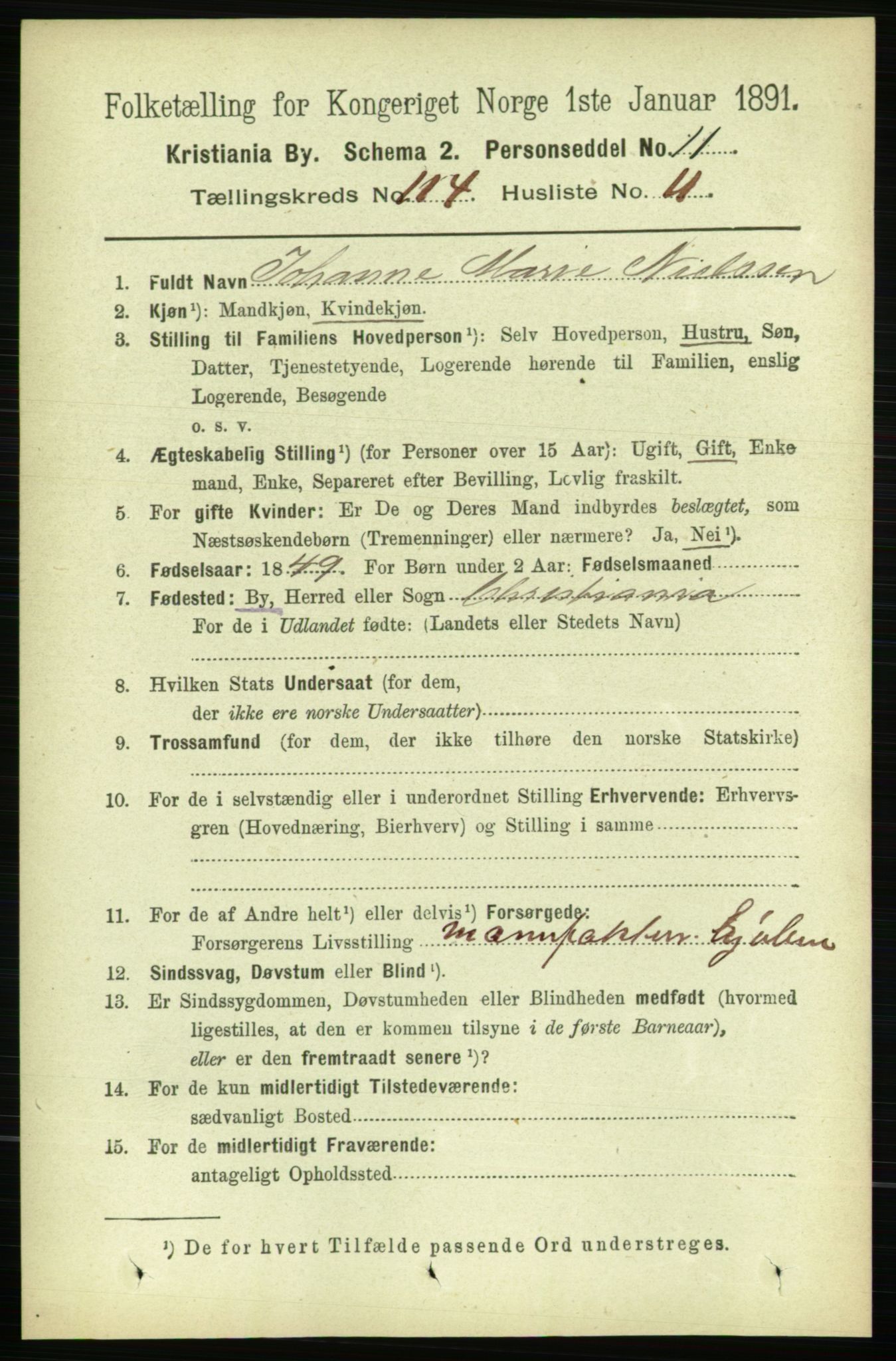 RA, 1891 census for 0301 Kristiania, 1891, p. 61091
