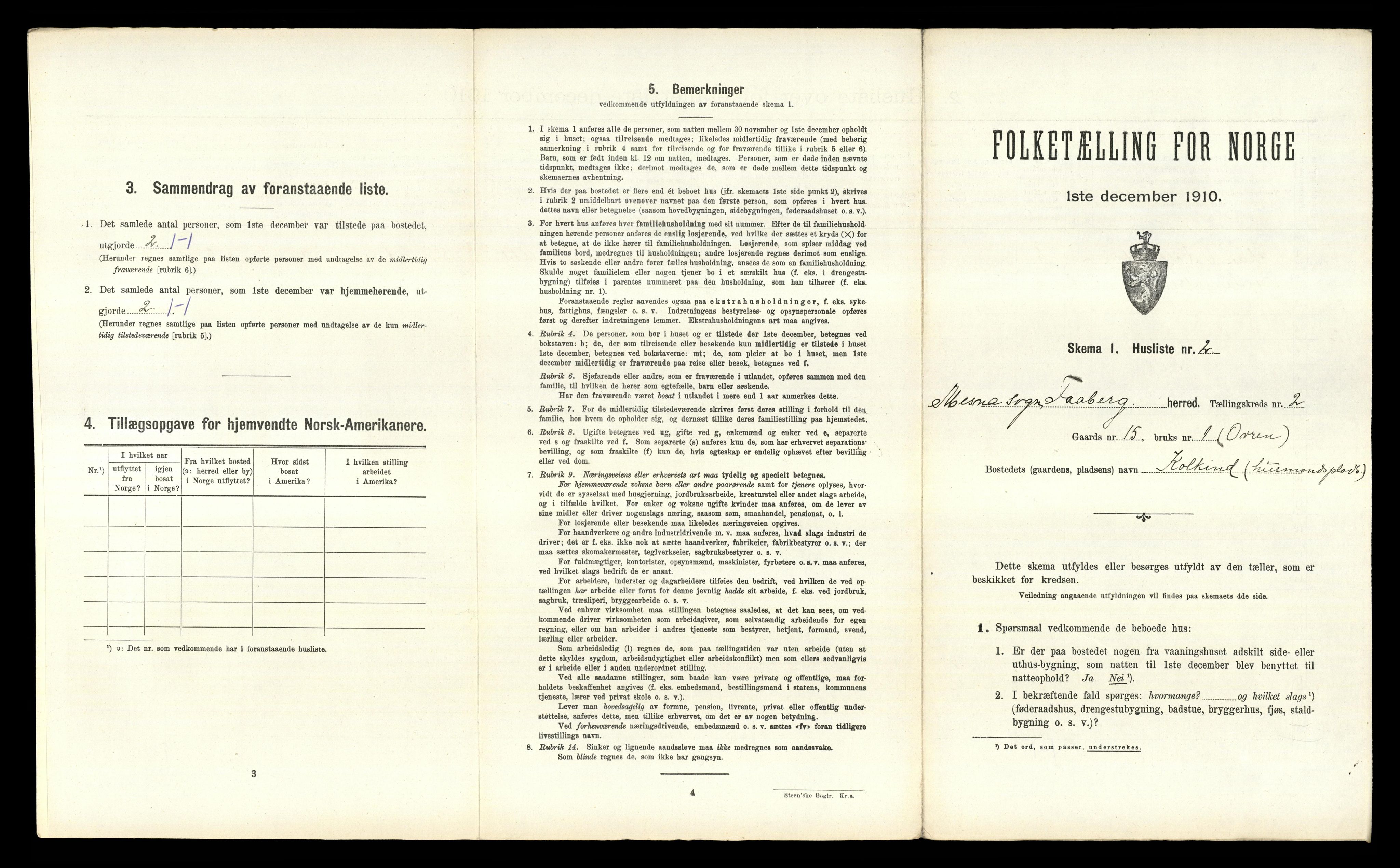 RA, 1910 census for Fåberg, 1910, p. 188