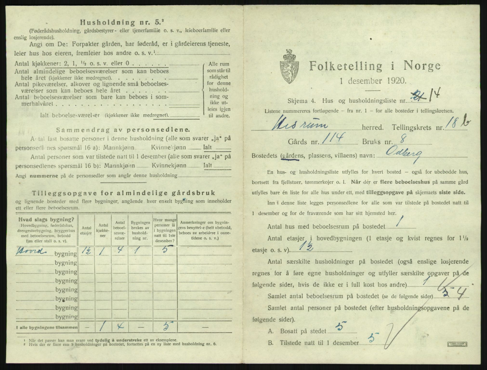 SAKO, 1920 census for Hedrum, 1920, p. 1635