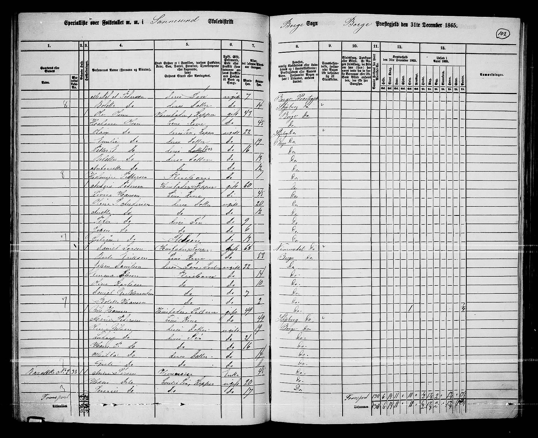 RA, 1865 census for Borge, 1865, p. 96