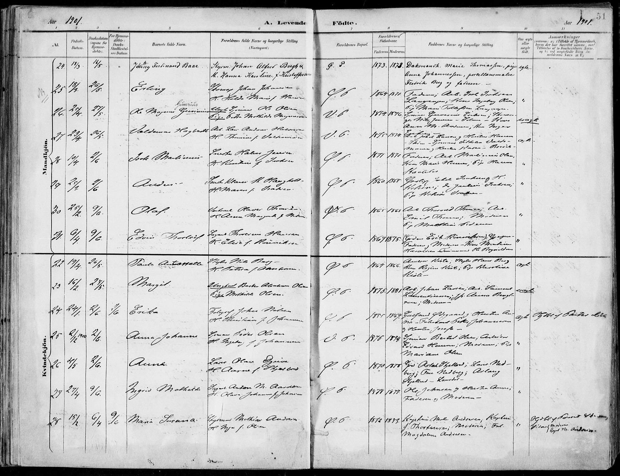 Porsgrunn kirkebøker , AV/SAKO-A-104/F/Fa/L0010: Parish register (official) no. 10, 1895-1919, p. 51