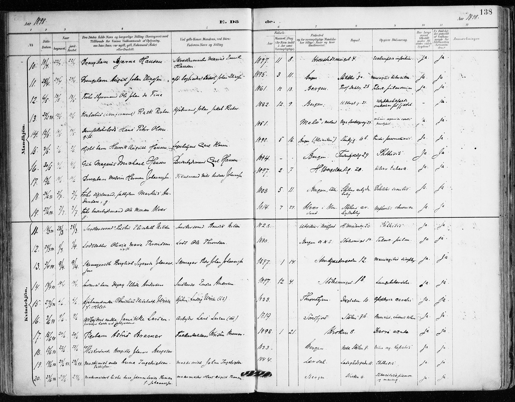 Mariakirken Sokneprestembete, AV/SAB-A-76901/H/Haa/L0008: Parish register (official) no. A 8, 1893-1942, p. 138