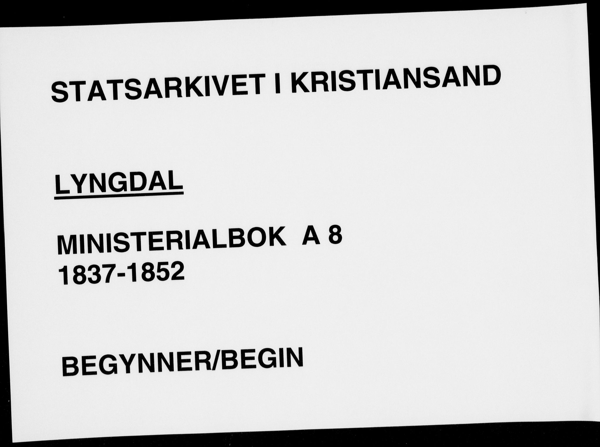 Lyngdal sokneprestkontor, SAK/1111-0029/F/Fa/Fac/L0008: Parish register (official) no. A 8, 1837-1852