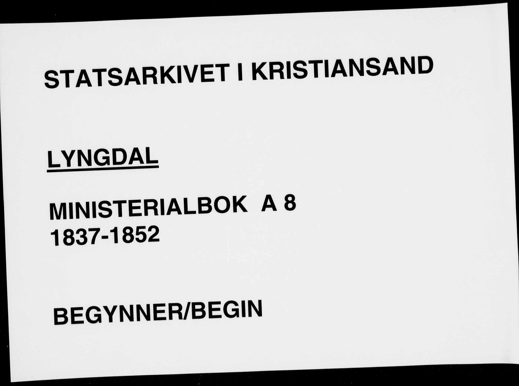 Lyngdal sokneprestkontor, AV/SAK-1111-0029/F/Fa/Fac/L0008: Parish register (official) no. A 8, 1837-1852