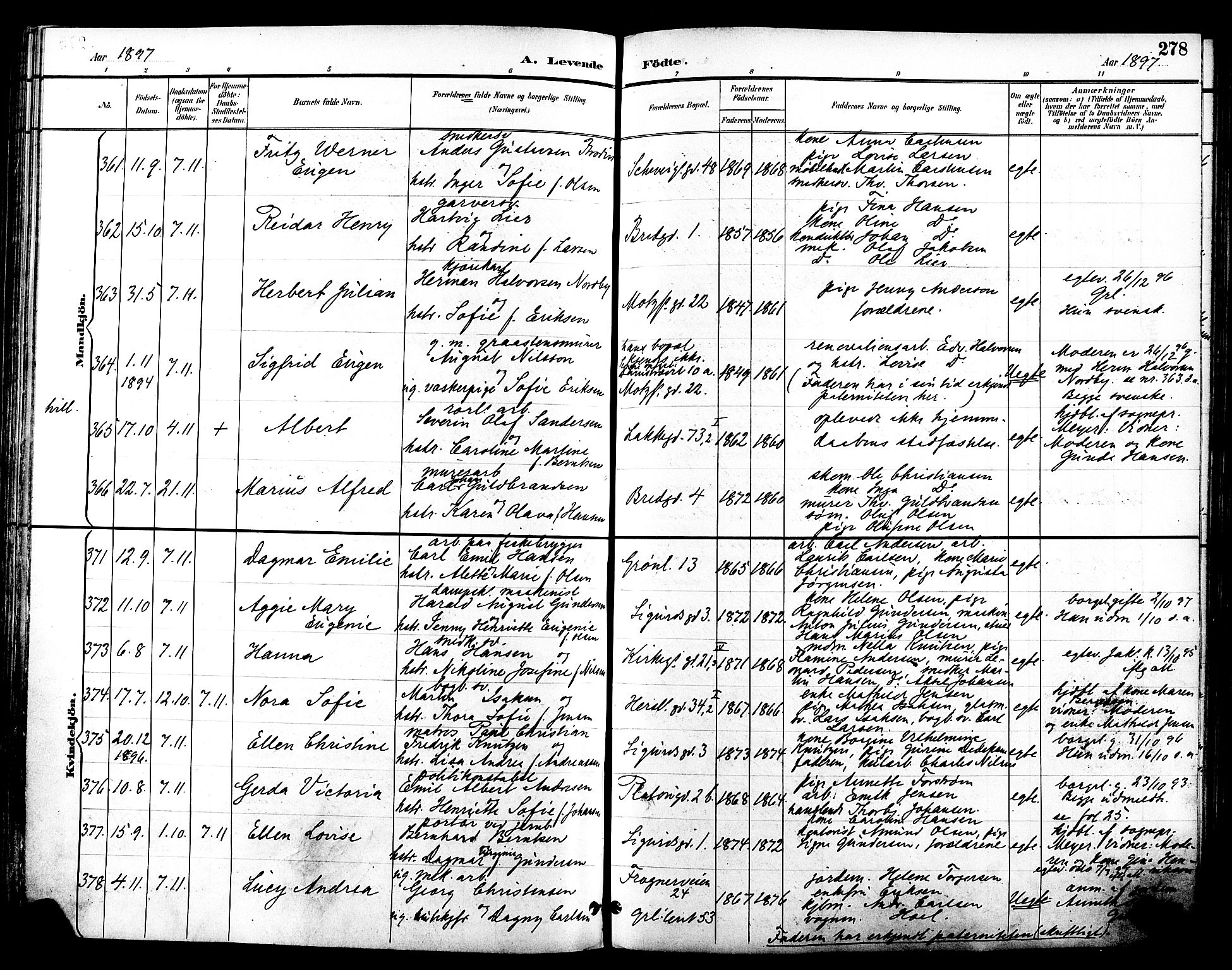 Grønland prestekontor Kirkebøker, SAO/A-10848/F/Fa/L0012: Parish register (official) no. 12, 1893-1900, p. 278