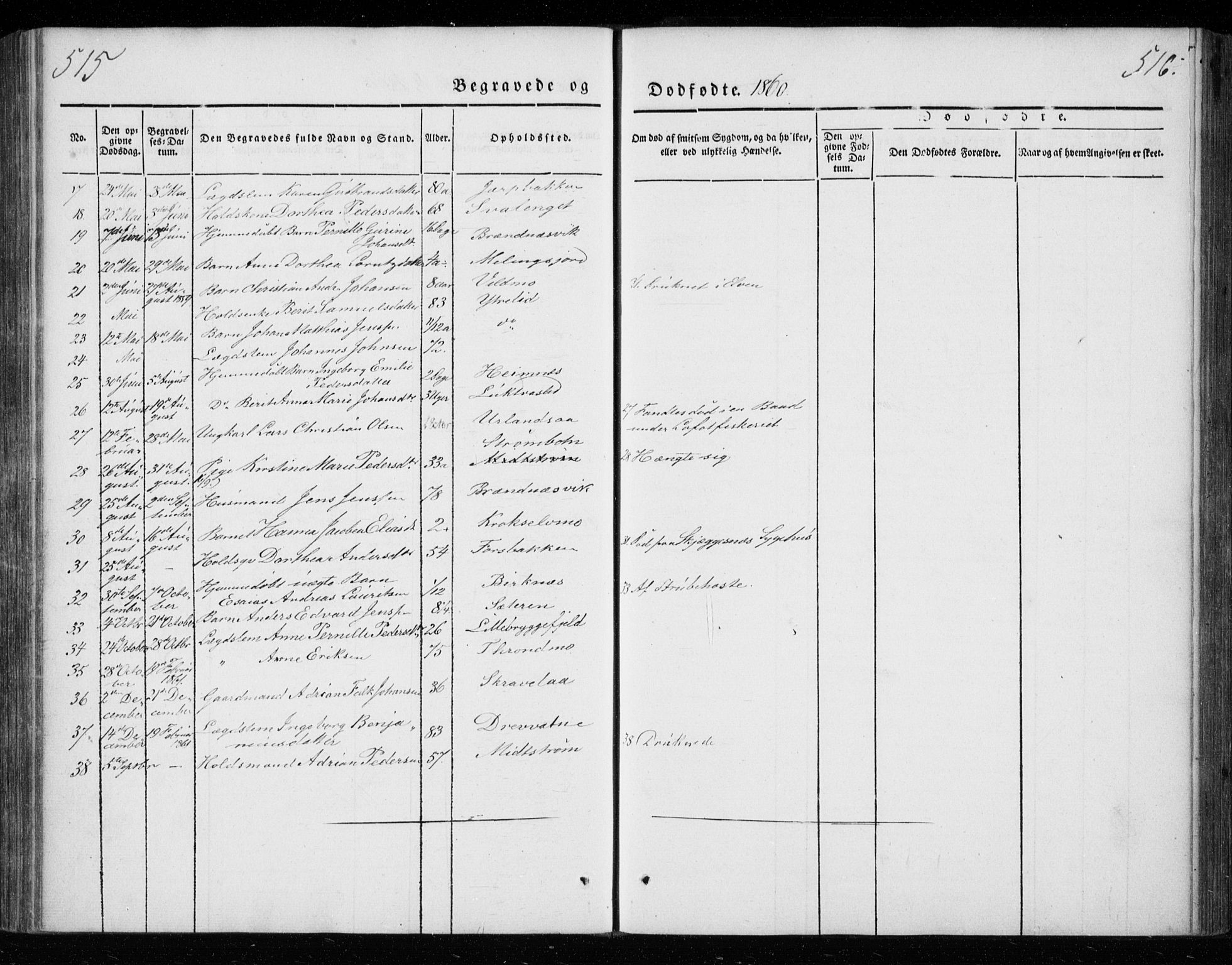 Ministerialprotokoller, klokkerbøker og fødselsregistre - Nordland, AV/SAT-A-1459/825/L0355: Parish register (official) no. 825A09, 1842-1863, p. 515-516