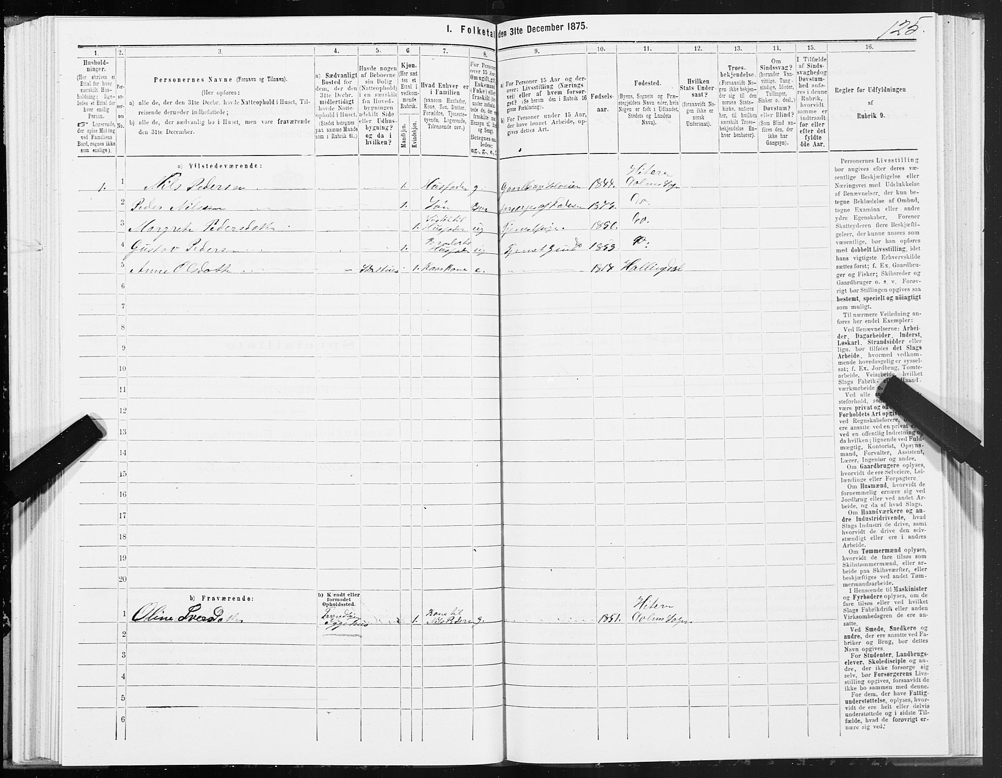 SAT, 1875 census for 1617P Hitra, 1875, p. 4125