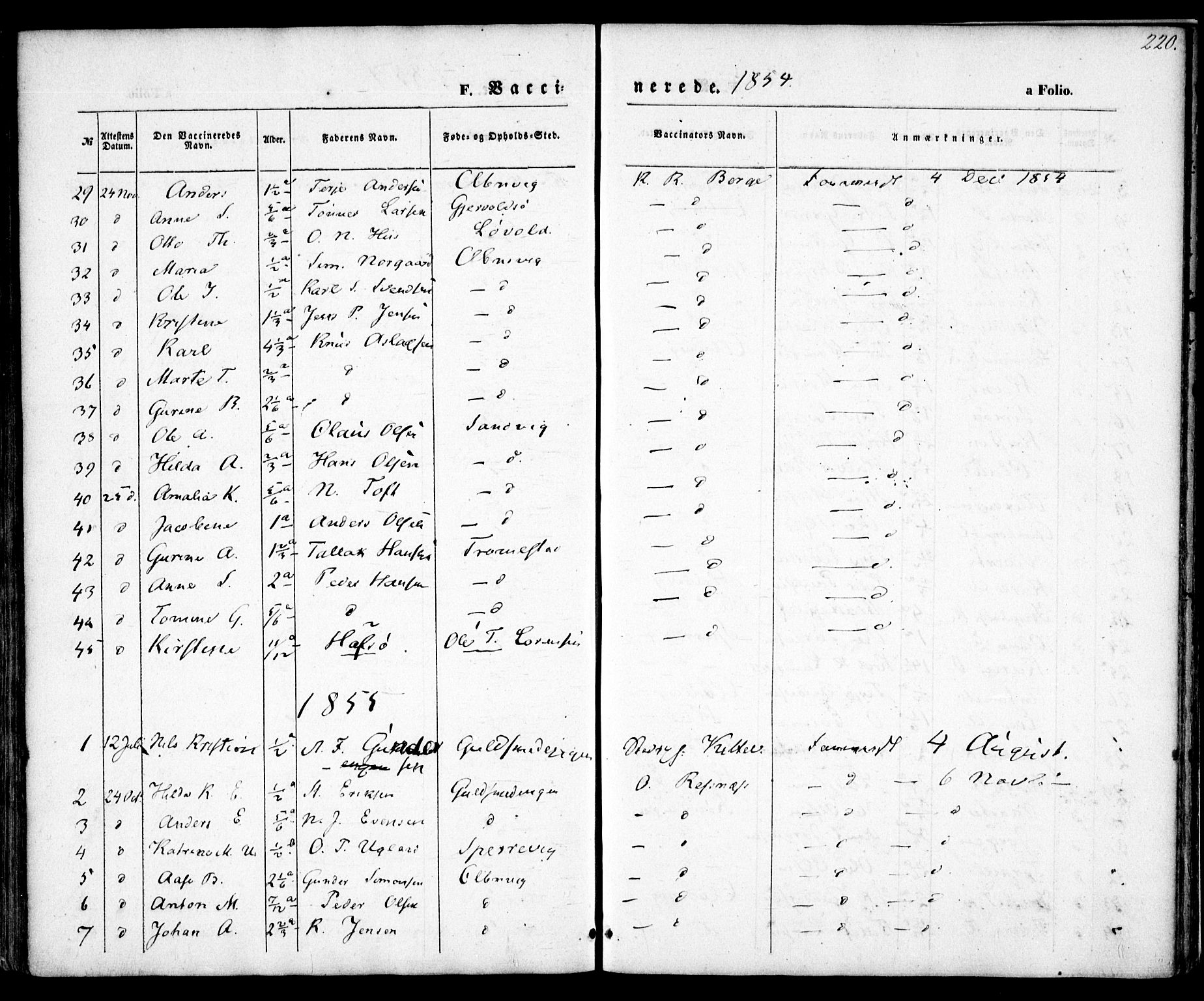Hisøy sokneprestkontor, AV/SAK-1111-0020/F/Fa/L0001: Parish register (official) no. A 1, 1849-1871, p. 220