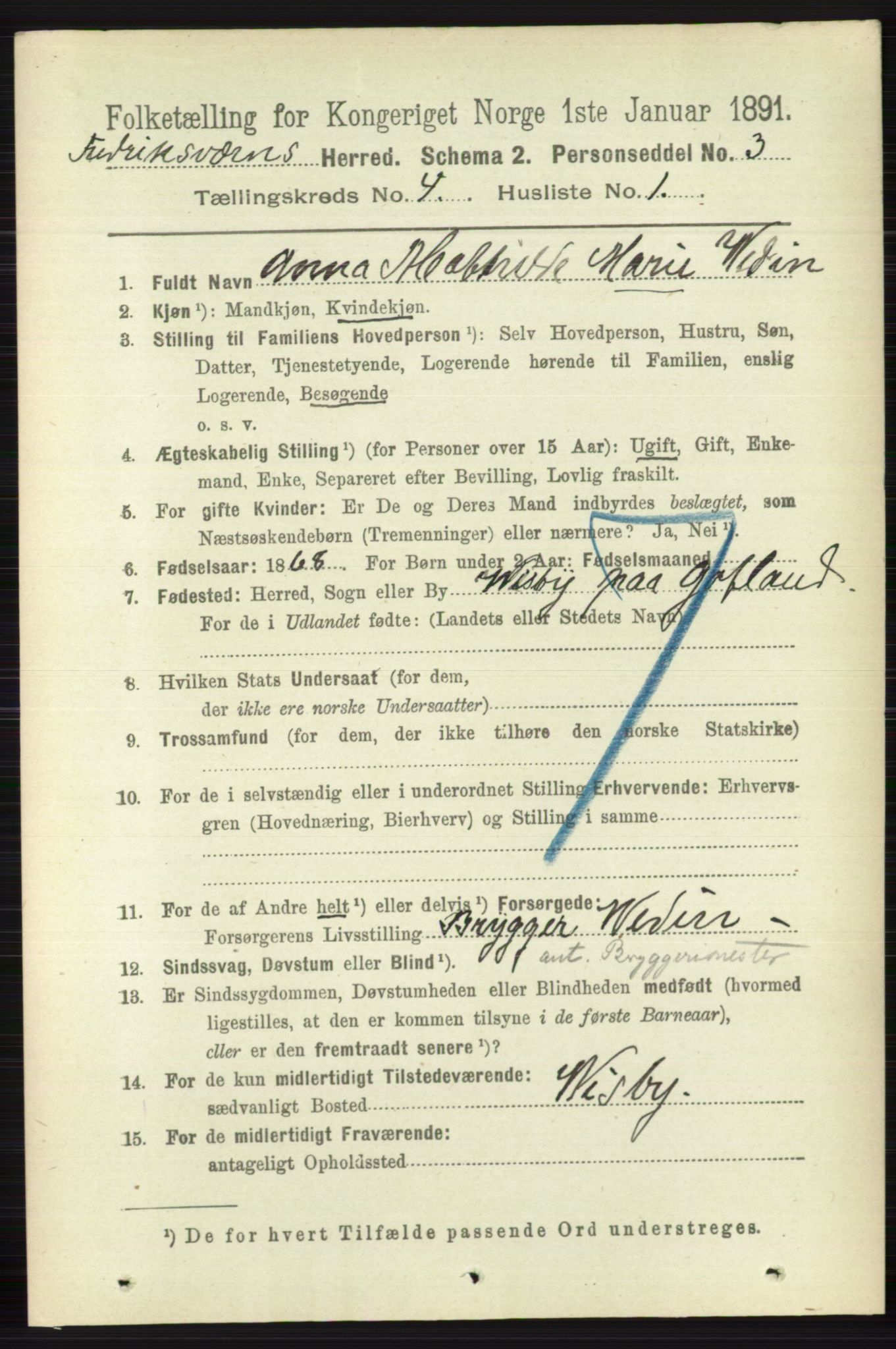 RA, 1891 census for 0798 Fredriksvern, 1891, p. 714