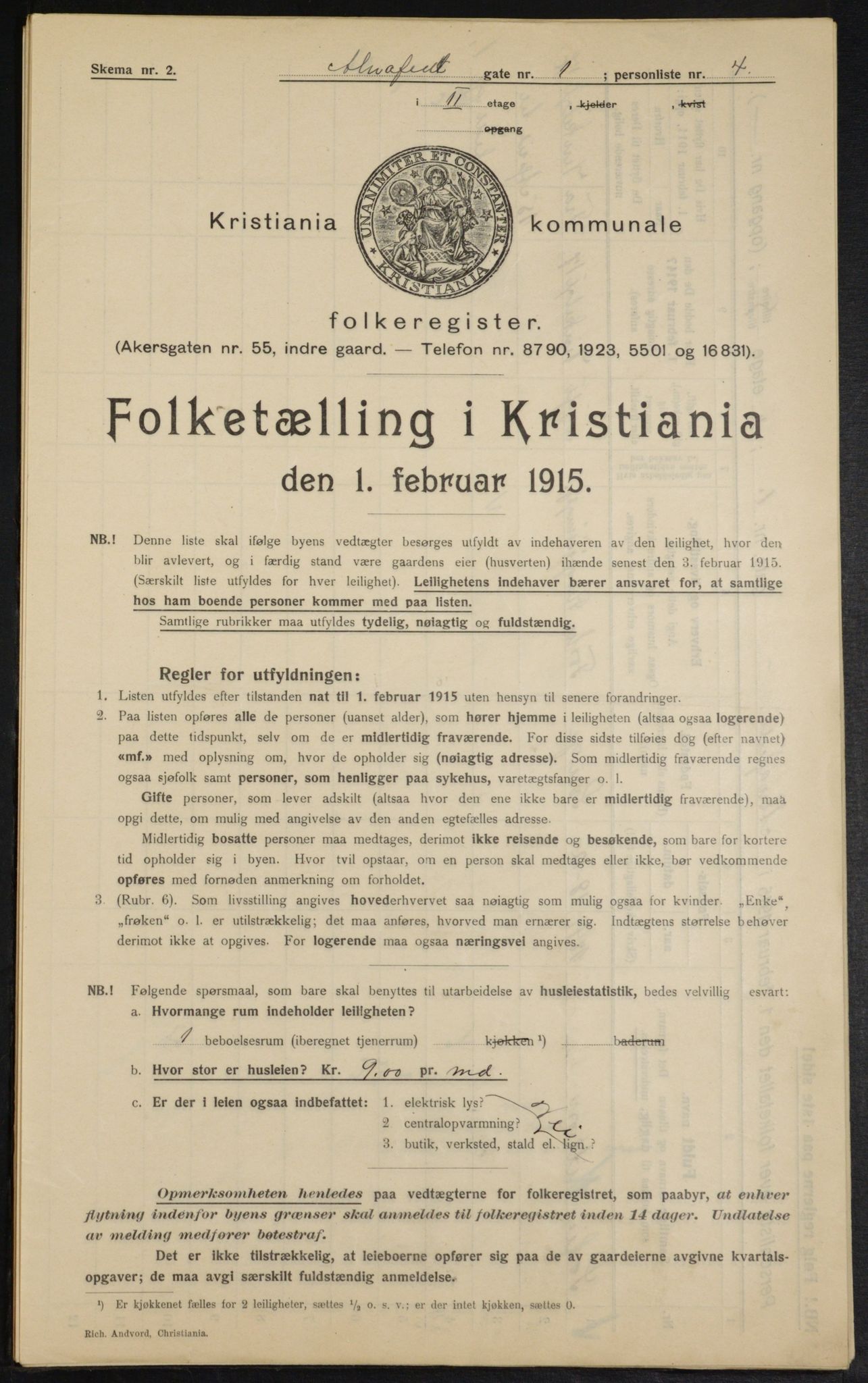 OBA, Municipal Census 1915 for Kristiania, 1915, p. 984