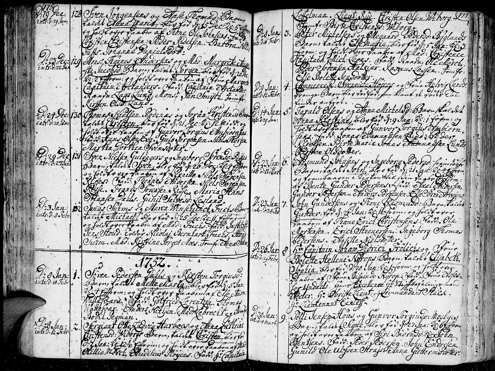 Kristiansand domprosti, SAK/1112-0006/F/Fa/L0001: Parish register (official) no. A 1, 1734-1793, p. 176-177