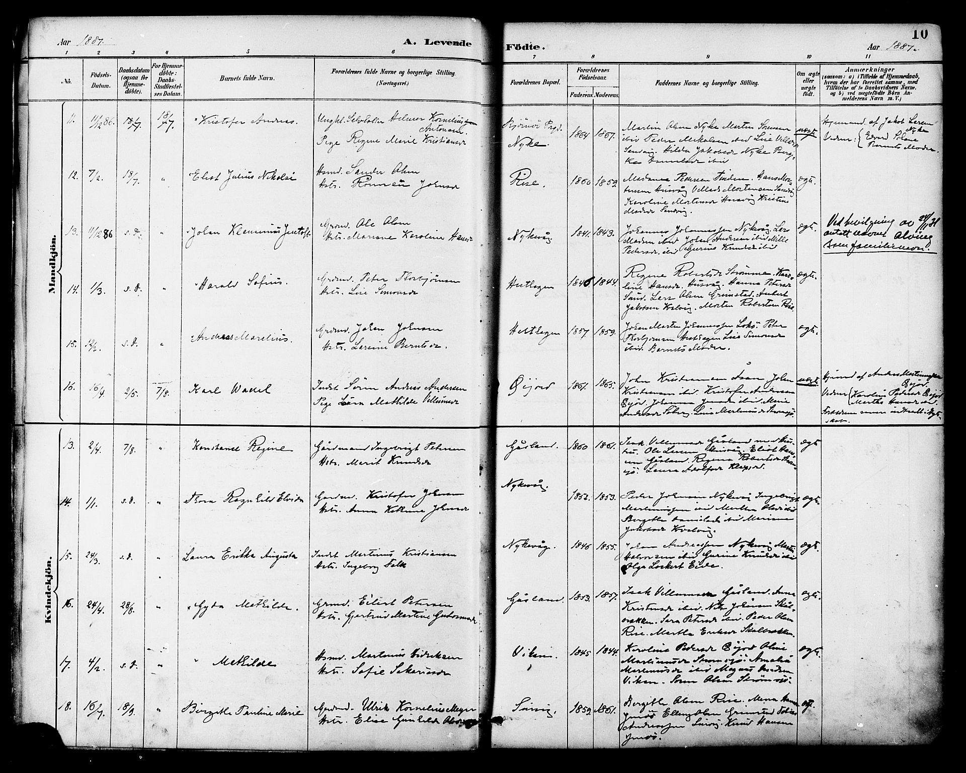 Ministerialprotokoller, klokkerbøker og fødselsregistre - Nordland, SAT/A-1459/892/L1320: Parish register (official) no. 892A01, 1886-1901, p. 10