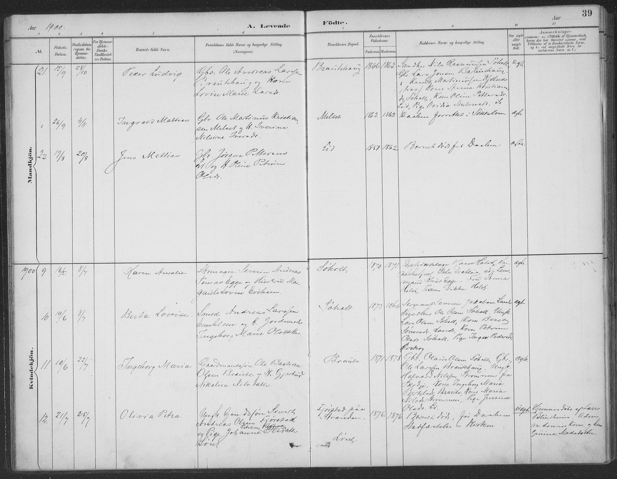 Ministerialprotokoller, klokkerbøker og fødselsregistre - Møre og Romsdal, AV/SAT-A-1454/522/L0316: Parish register (official) no. 522A11, 1890-1911, p. 39