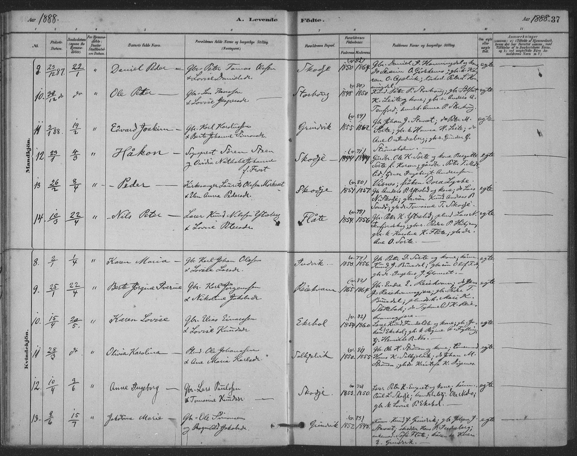 Ministerialprotokoller, klokkerbøker og fødselsregistre - Møre og Romsdal, AV/SAT-A-1454/524/L0356: Parish register (official) no. 524A08, 1880-1899, p. 37