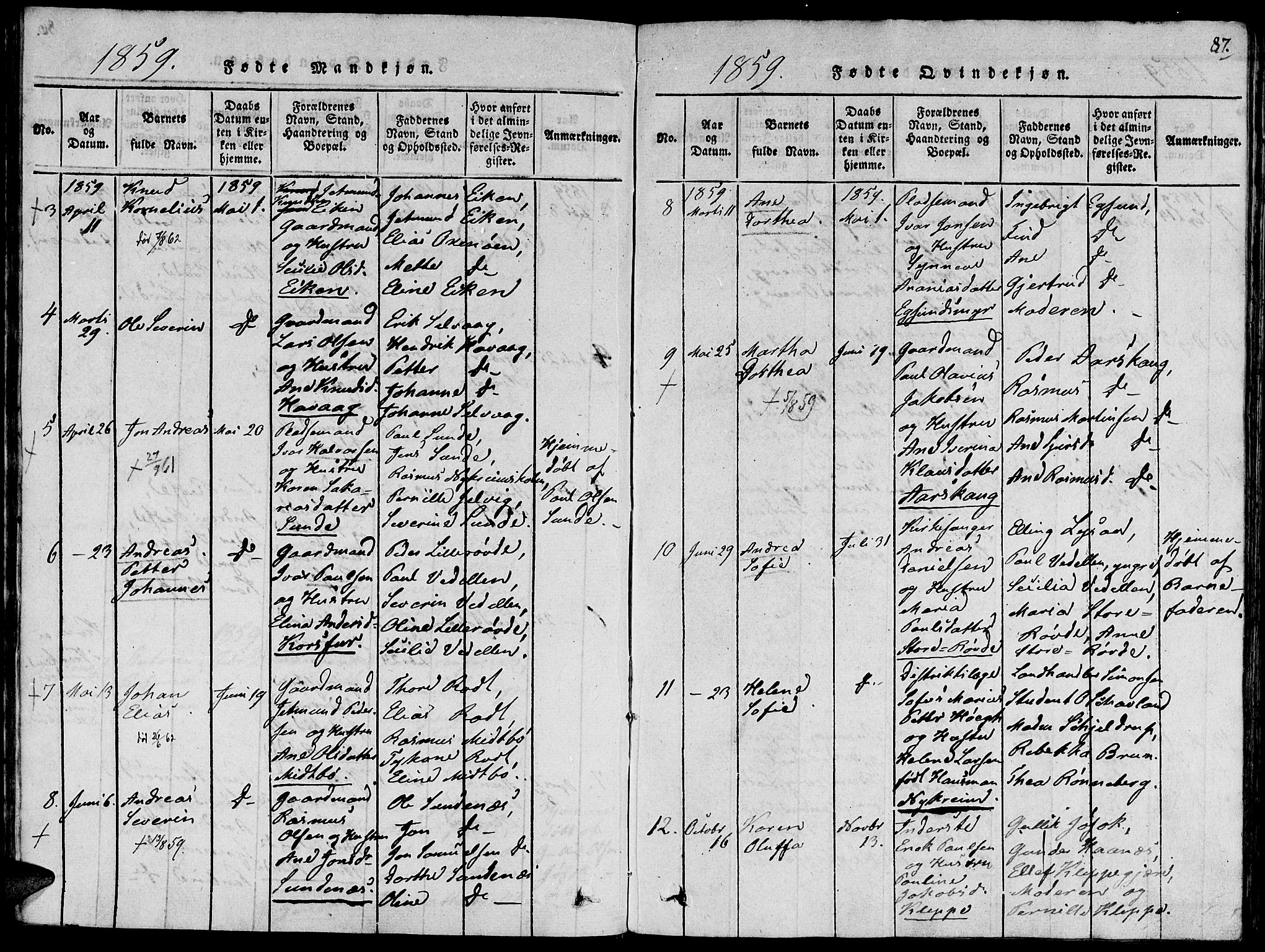 Ministerialprotokoller, klokkerbøker og fødselsregistre - Møre og Romsdal, AV/SAT-A-1454/504/L0054: Parish register (official) no. 504A01, 1816-1861, p. 87