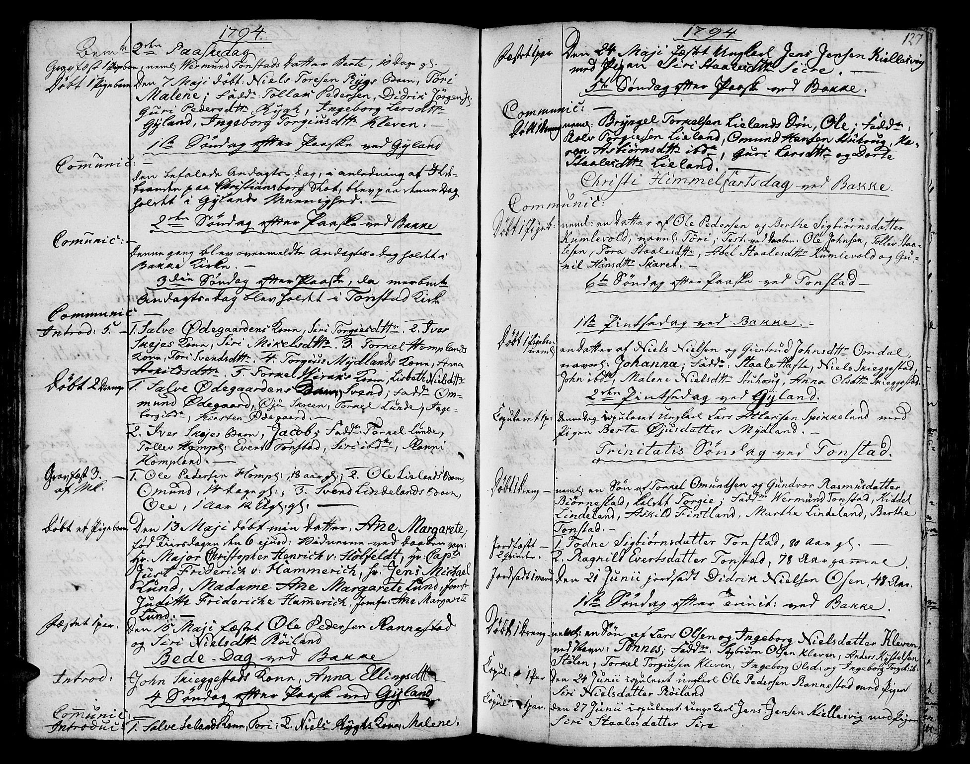 Bakke sokneprestkontor, AV/SAK-1111-0002/F/Fa/Faa/L0002: Parish register (official) no. A 2, 1780-1816, p. 127