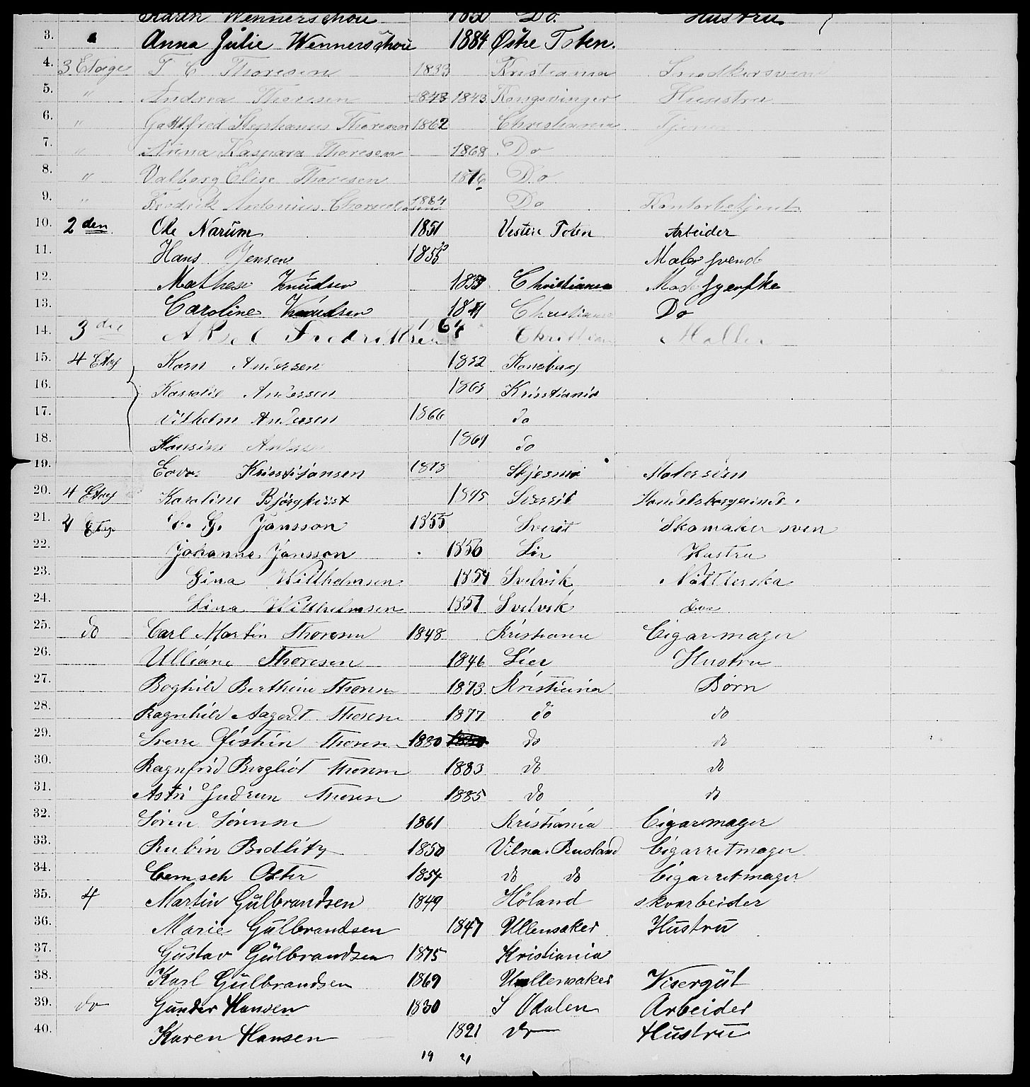 RA, 1885 census for 0301 Kristiania, 1885, p. 1586