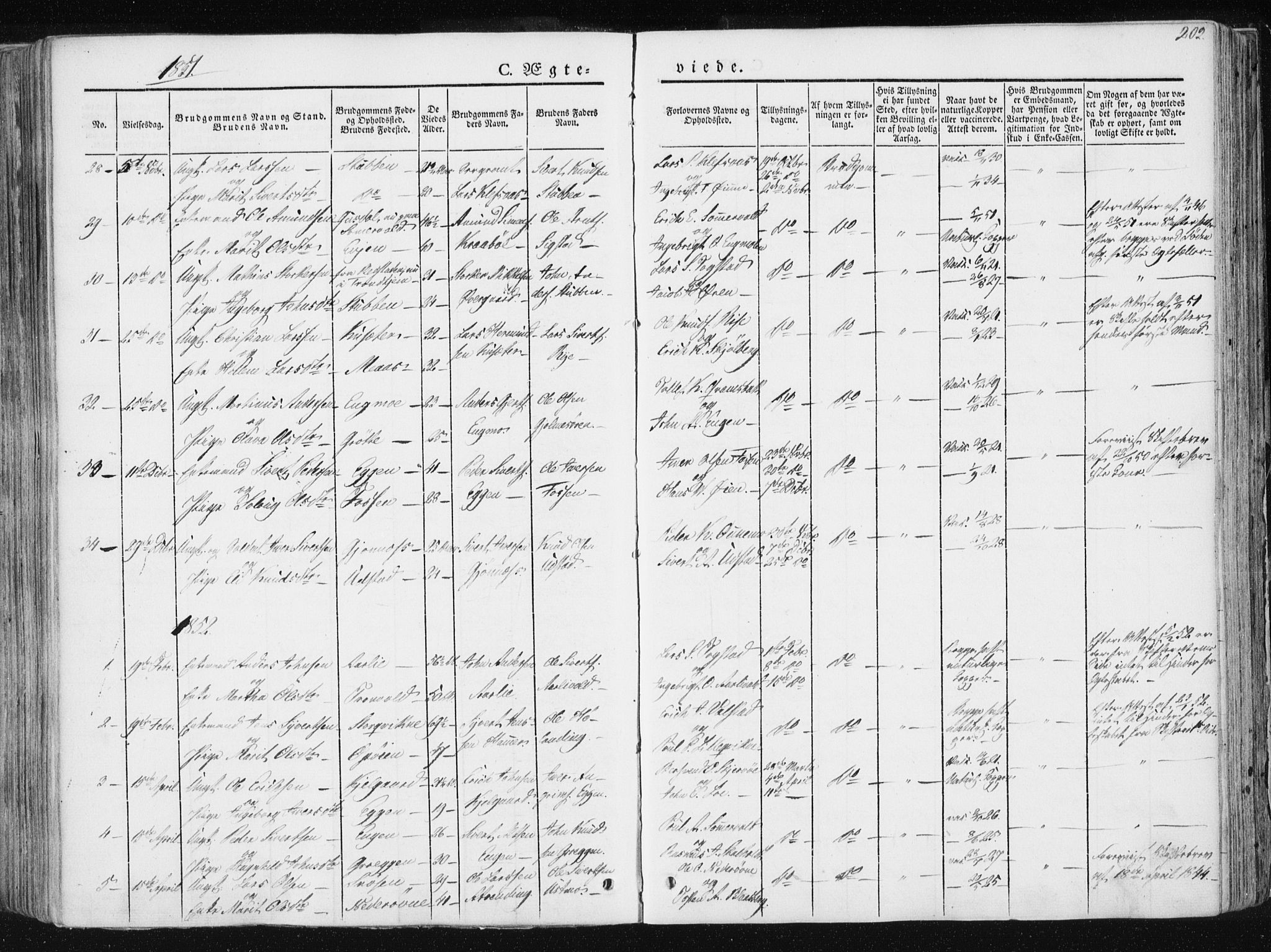 Ministerialprotokoller, klokkerbøker og fødselsregistre - Sør-Trøndelag, SAT/A-1456/668/L0805: Parish register (official) no. 668A05, 1840-1853, p. 202