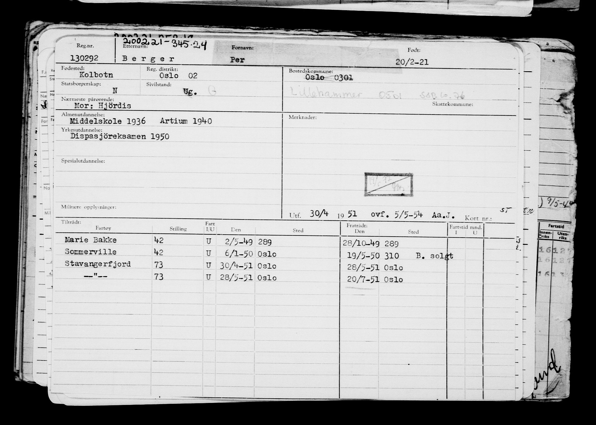 Direktoratet for sjømenn, AV/RA-S-3545/G/Gb/L0190: Hovedkort, 1921, p. 490