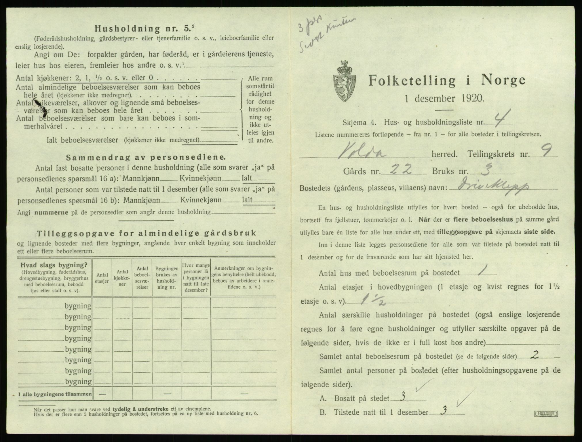 SAT, 1920 census for Volda, 1920, p. 774