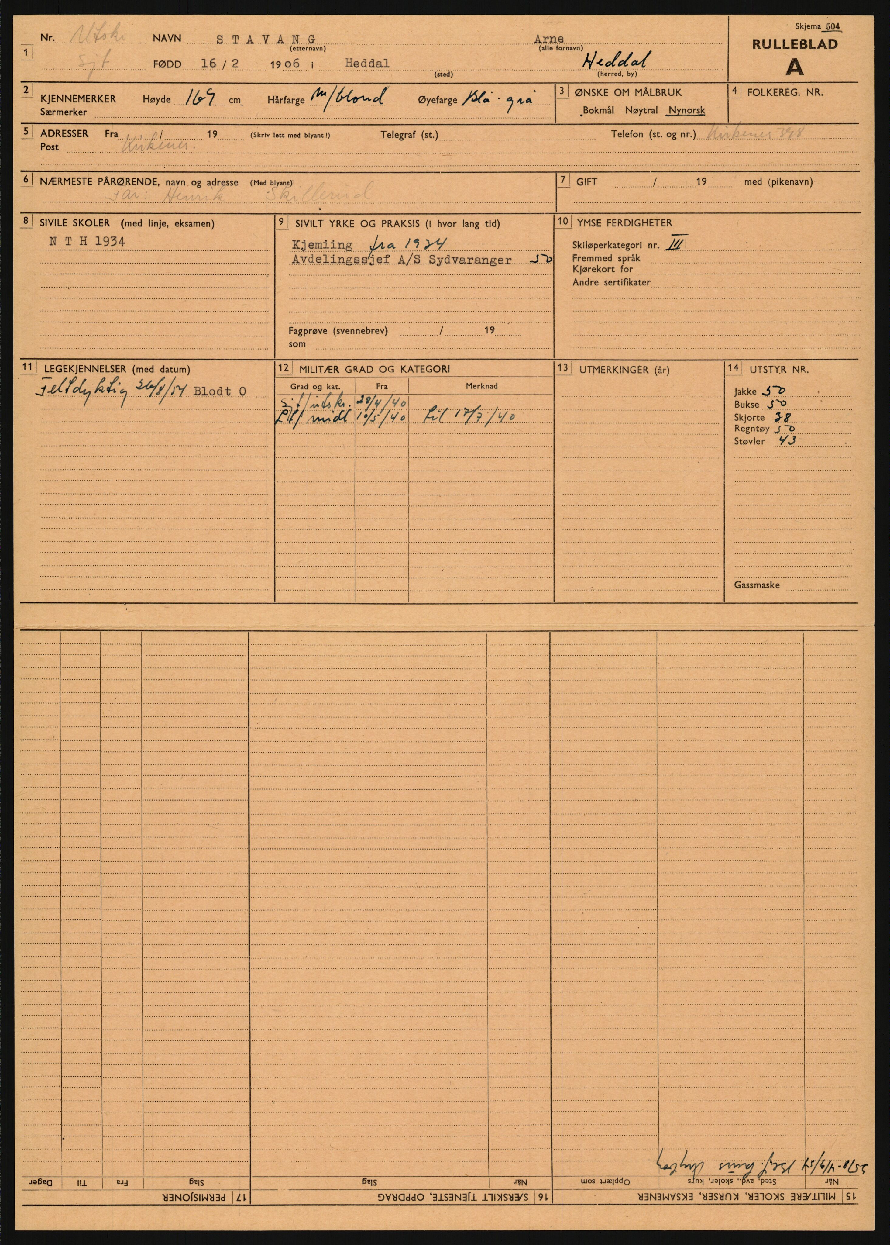 Forsvaret, Varanger bataljon, AV/RA-RAFA-2258/1/D/L0455: Rulleblad og tjenesteuttalelser for befal født 1894-1896, 1901-1909 og 1911-1915, 1894-1915, p. 58