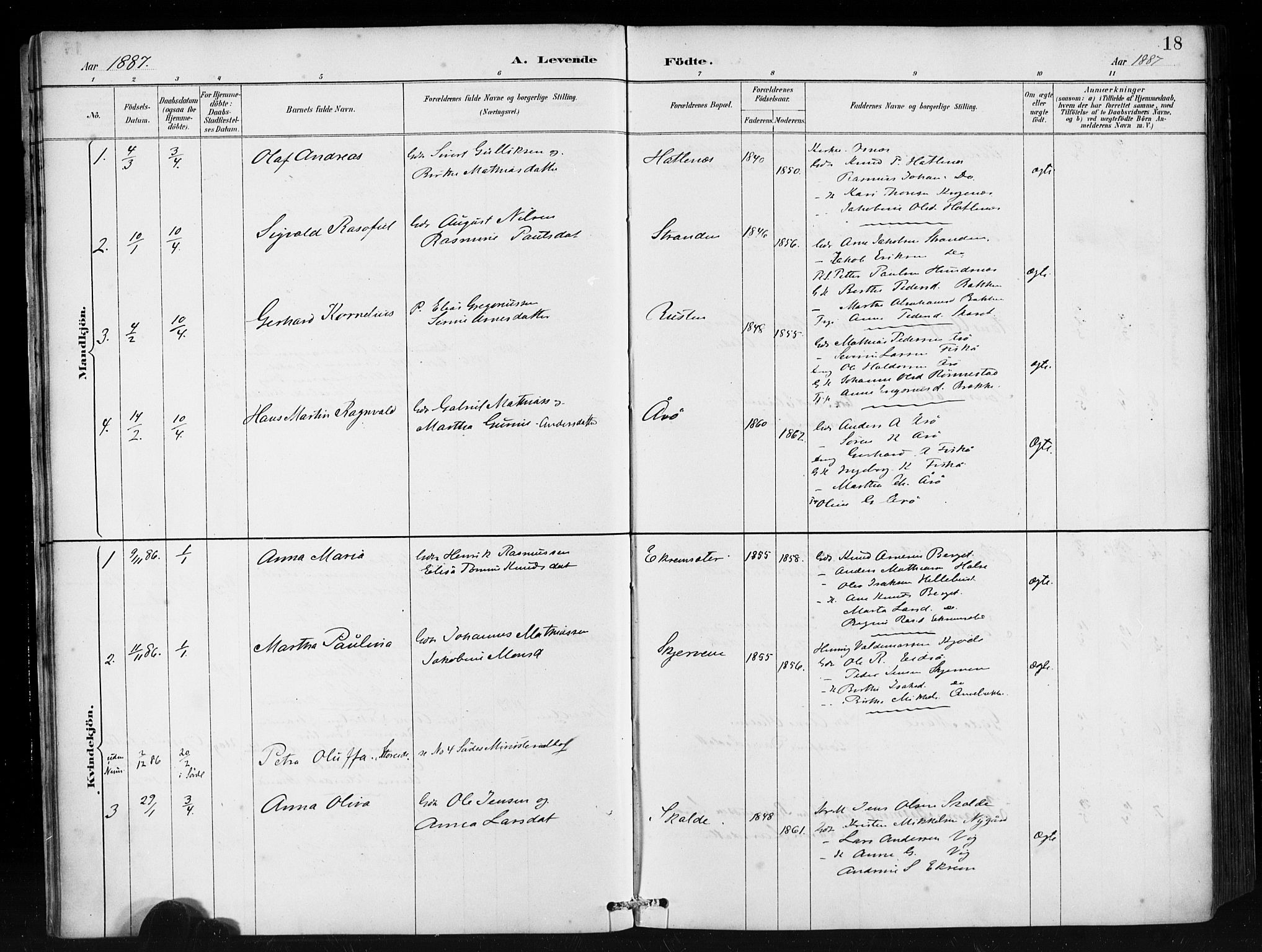 Ministerialprotokoller, klokkerbøker og fødselsregistre - Møre og Romsdal, AV/SAT-A-1454/501/L0008: Parish register (official) no. 501A08, 1885-1901, p. 18