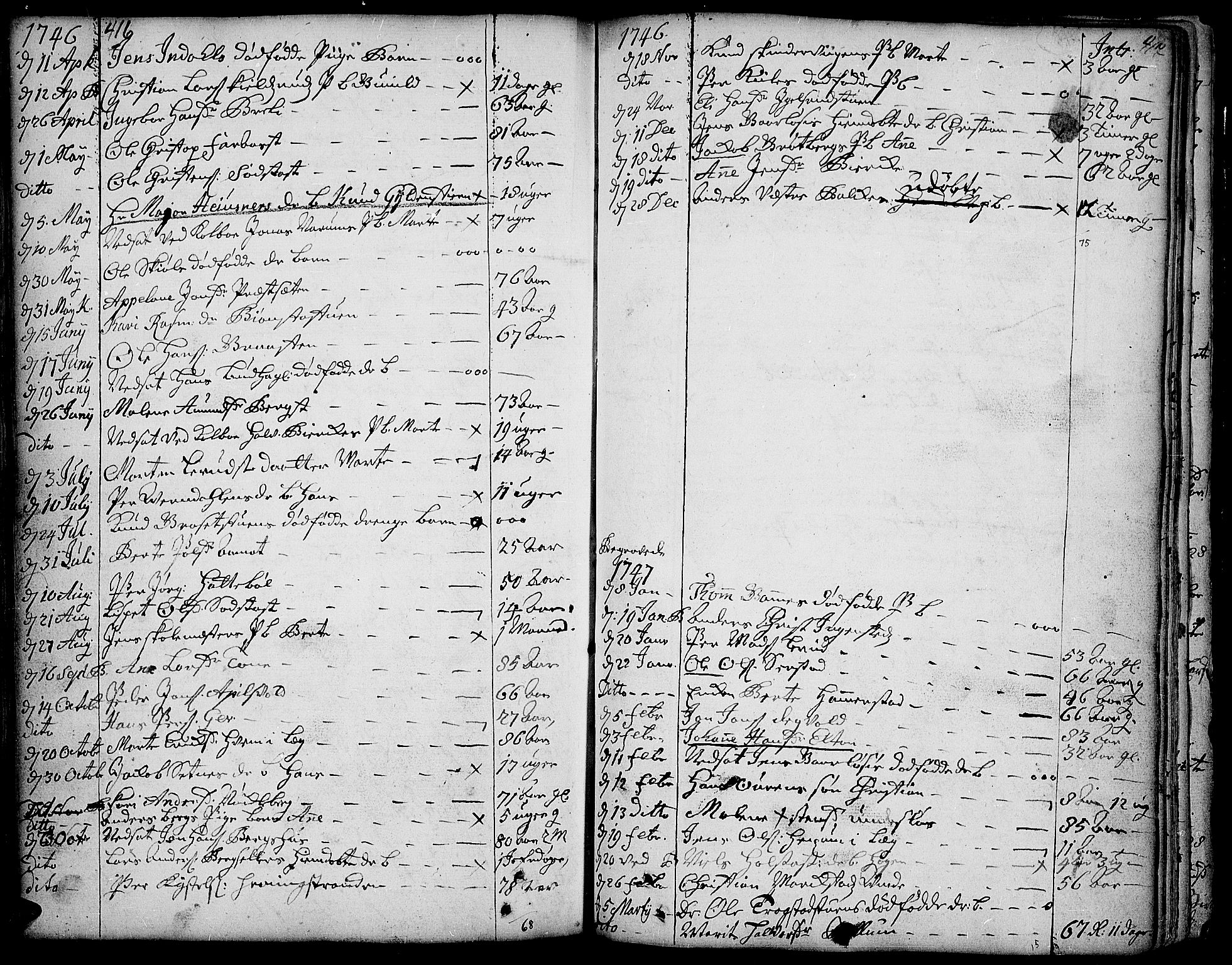 Toten prestekontor, SAH/PREST-102/H/Ha/Haa/L0003: Parish register (official) no. 3, 1734-1751, p. 416-417