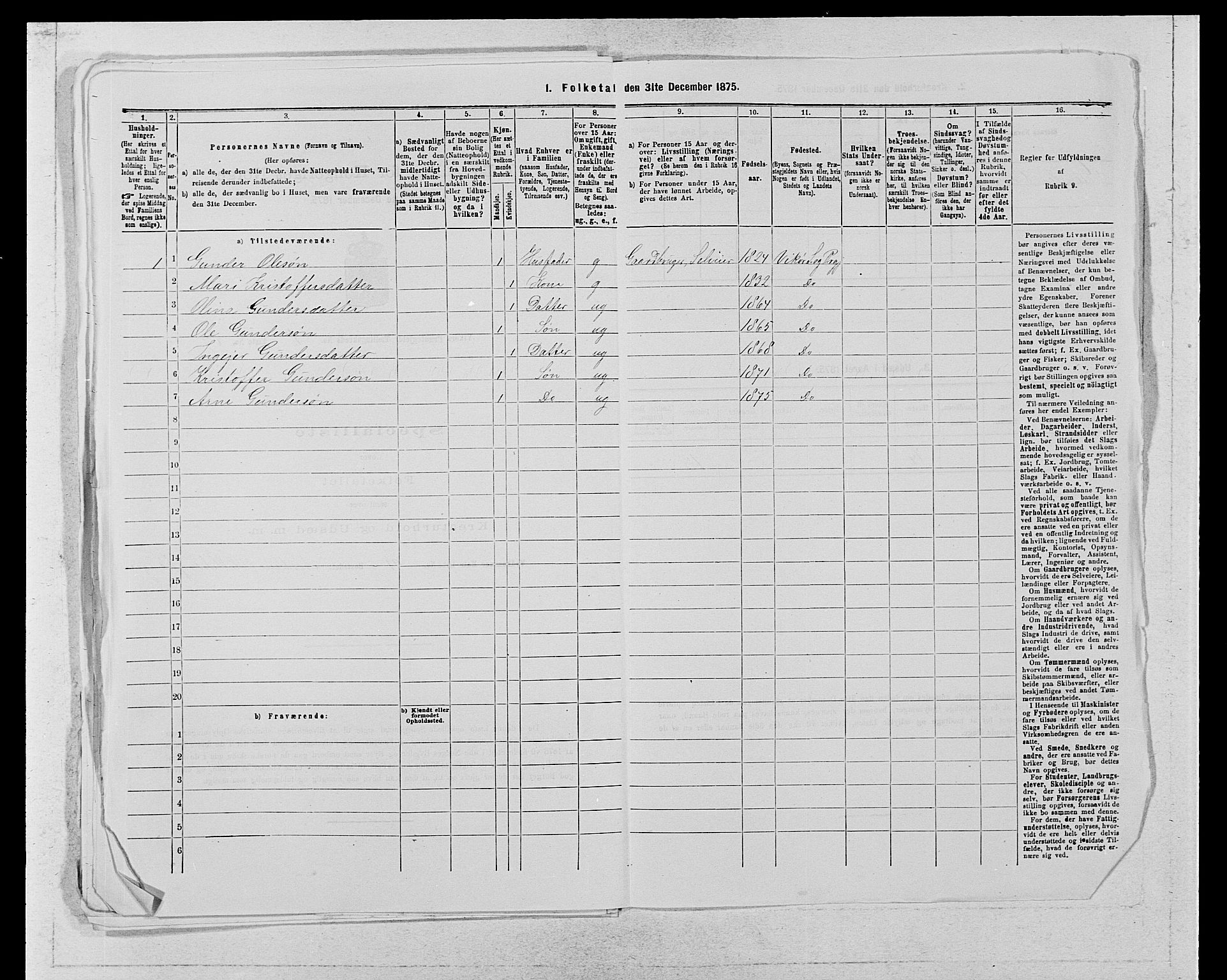 SAB, 1875 census for 1238P Vikør, 1875, p. 194