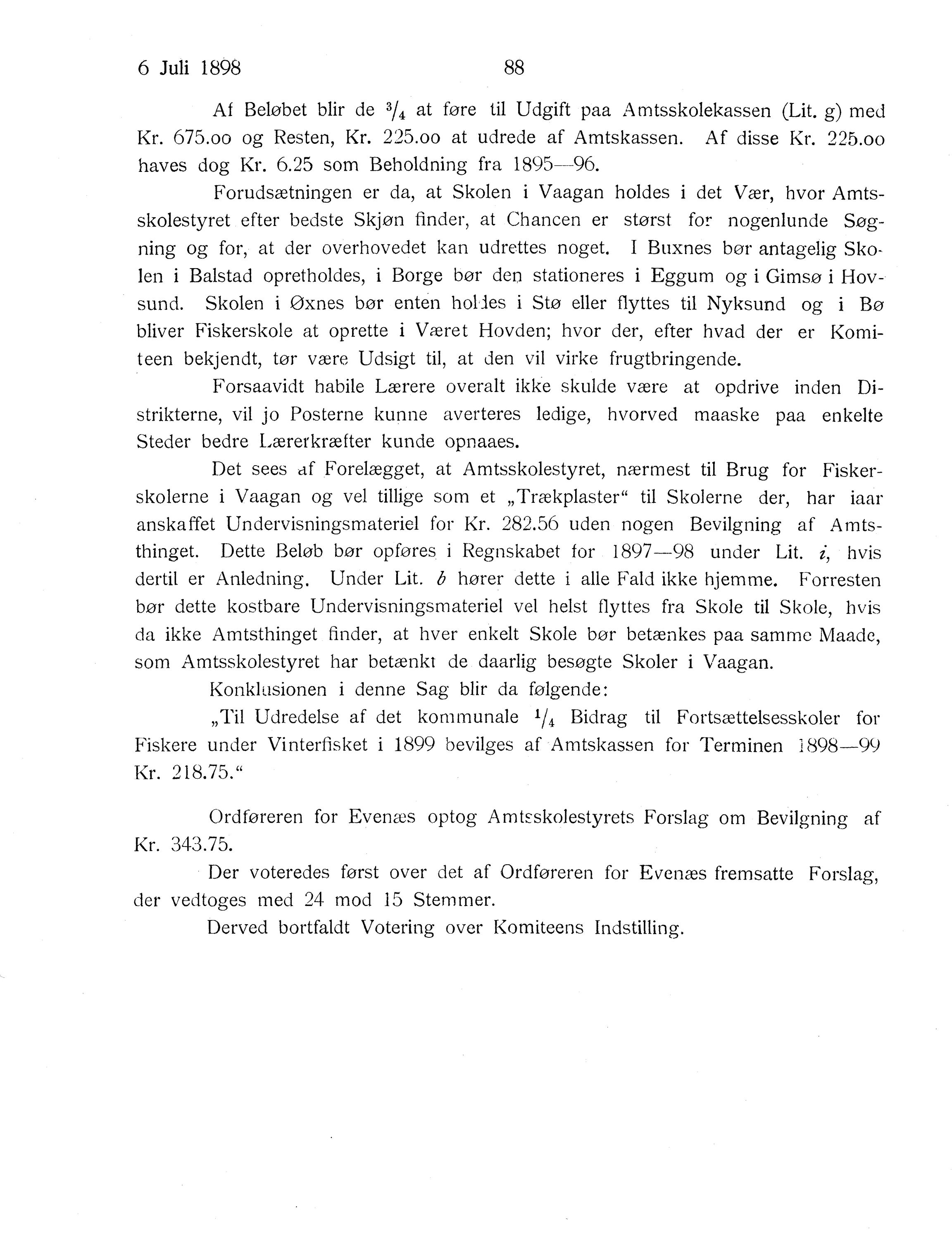 Nordland Fylkeskommune. Fylkestinget, AIN/NFK-17/176/A/Ac/L0021: Fylkestingsforhandlinger 1898, 1898