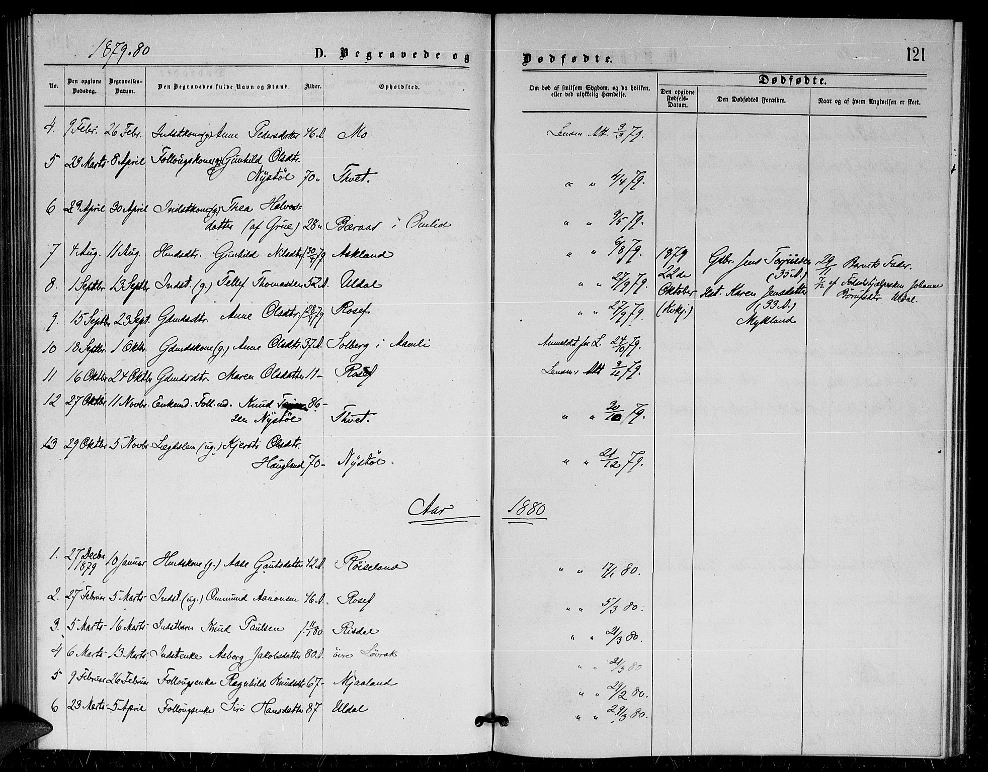 Herefoss sokneprestkontor, AV/SAK-1111-0019/F/Fa/Fac/L0001: Parish register (official) no. A 1, 1871-1886, p. 121