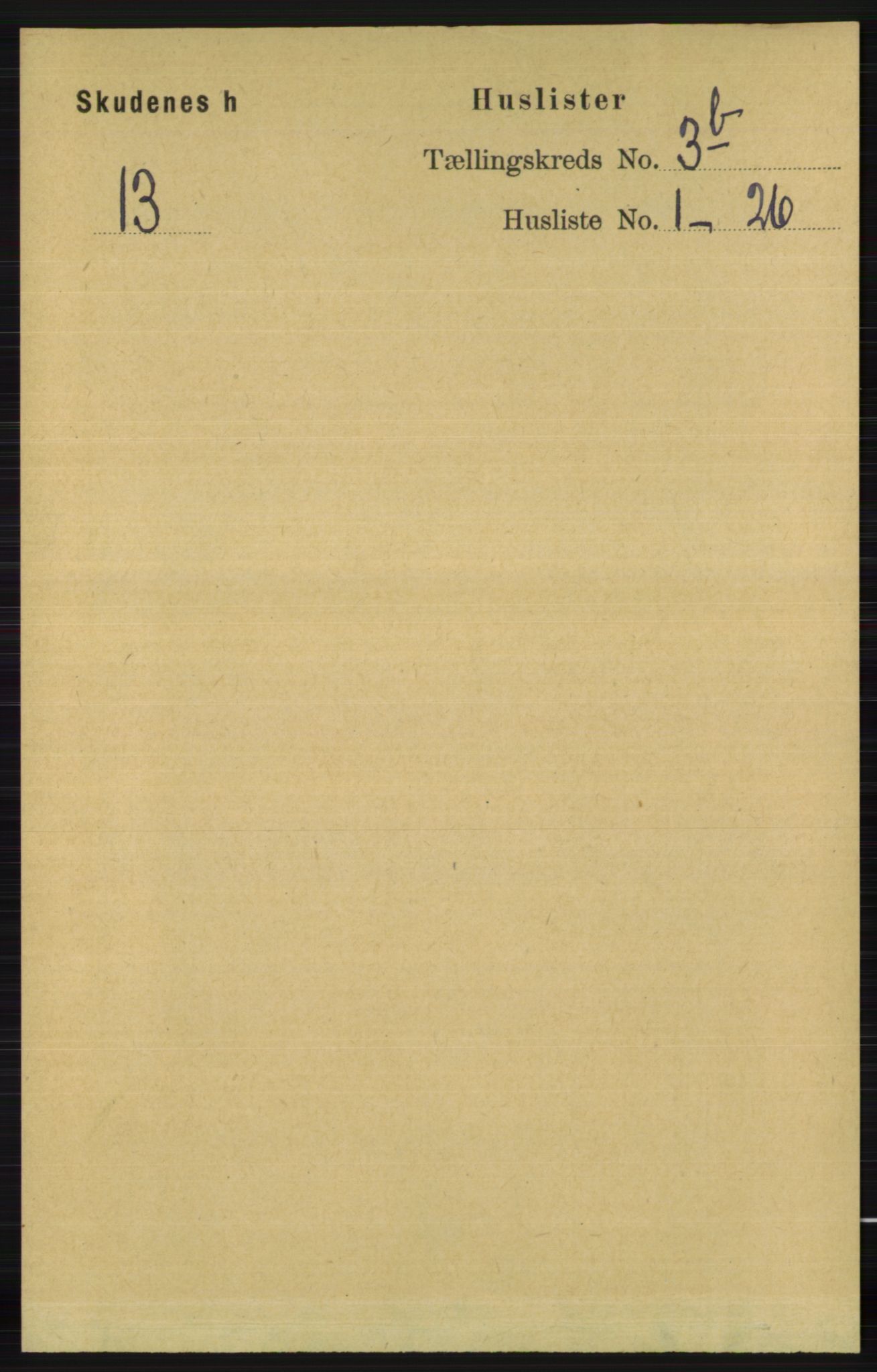 RA, 1891 census for 1150 Skudenes, 1891, p. 1611