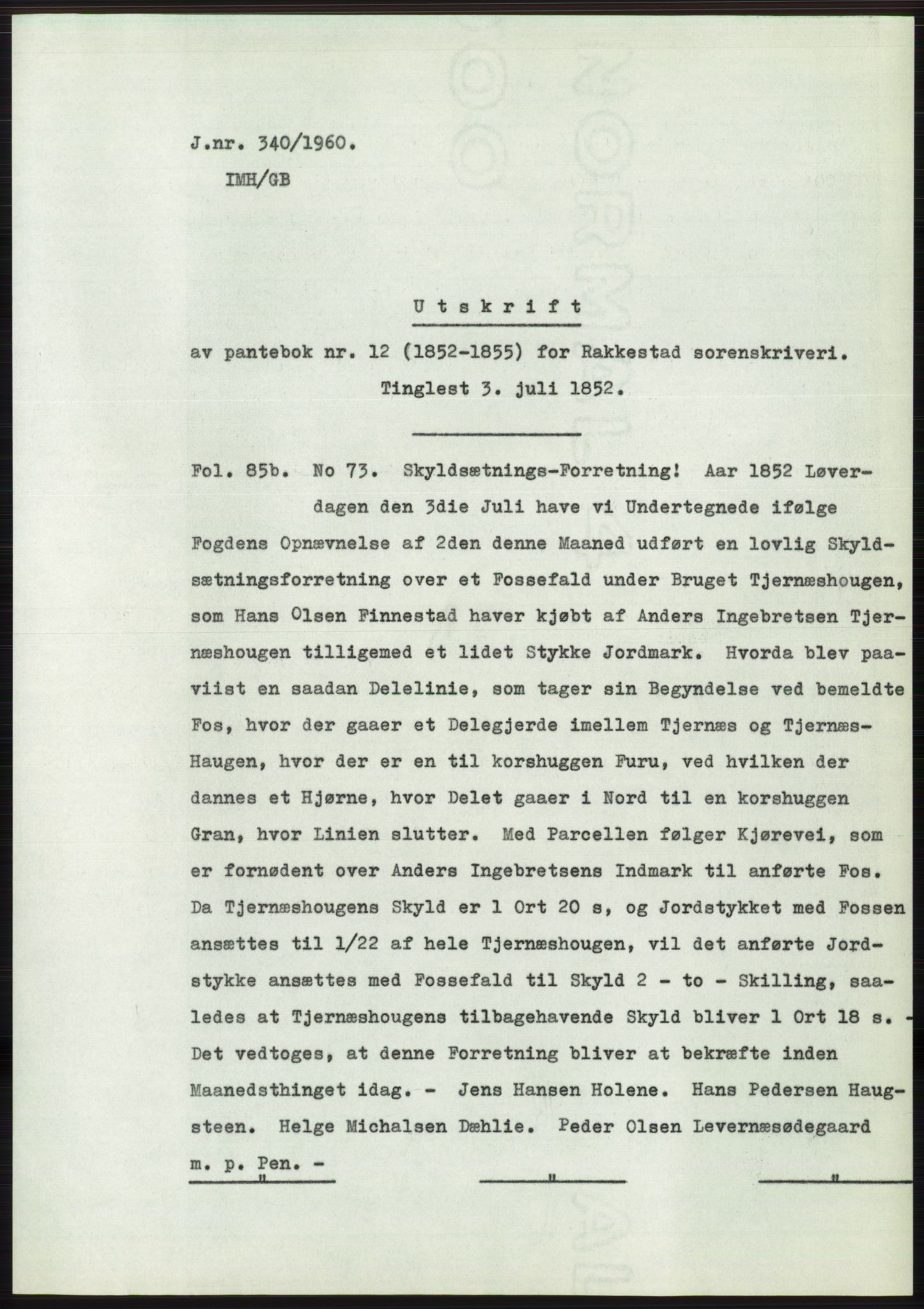 Statsarkivet i Oslo, SAO/A-10621/Z/Zd/L0011: Avskrifter, j.nr 4-798/1960, 1960, p. 176