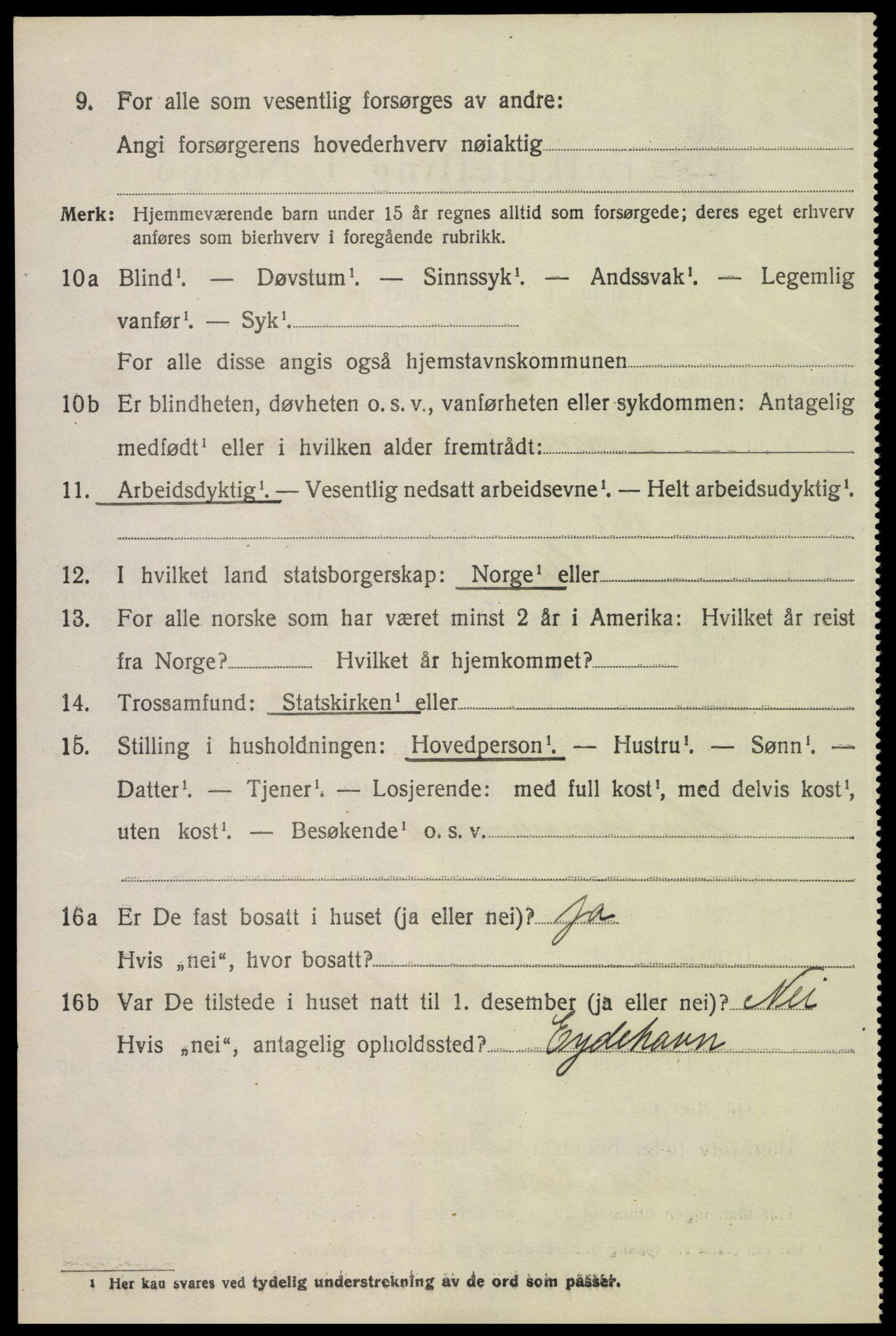SAK, 1920 census for Hisøy, 1920, p. 1085