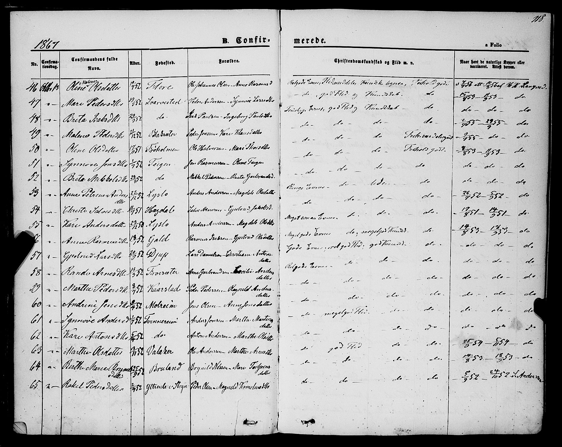 Innvik sokneprestembete, AV/SAB-A-80501: Parish register (official) no. A 6, 1865-1878, p. 118