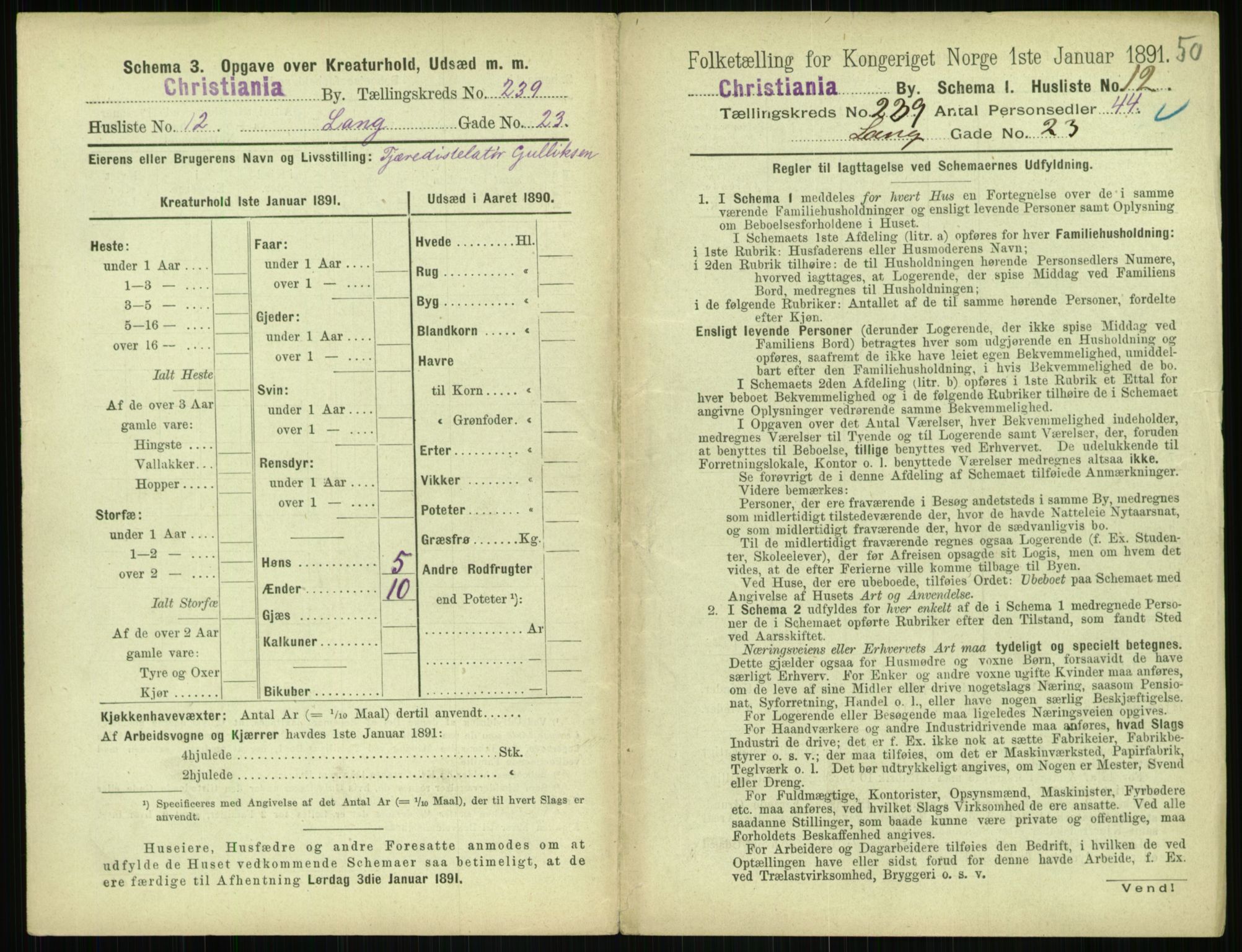 RA, 1891 census for 0301 Kristiania, 1891, p. 145289