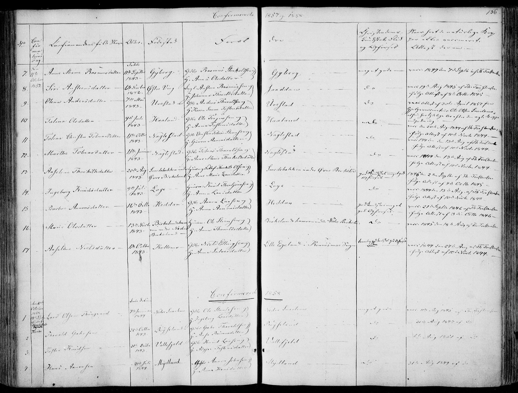 Hægebostad sokneprestkontor, AV/SAK-1111-0024/F/Fa/Faa/L0004: Parish register (official) no. A 4, 1834-1864, p. 156