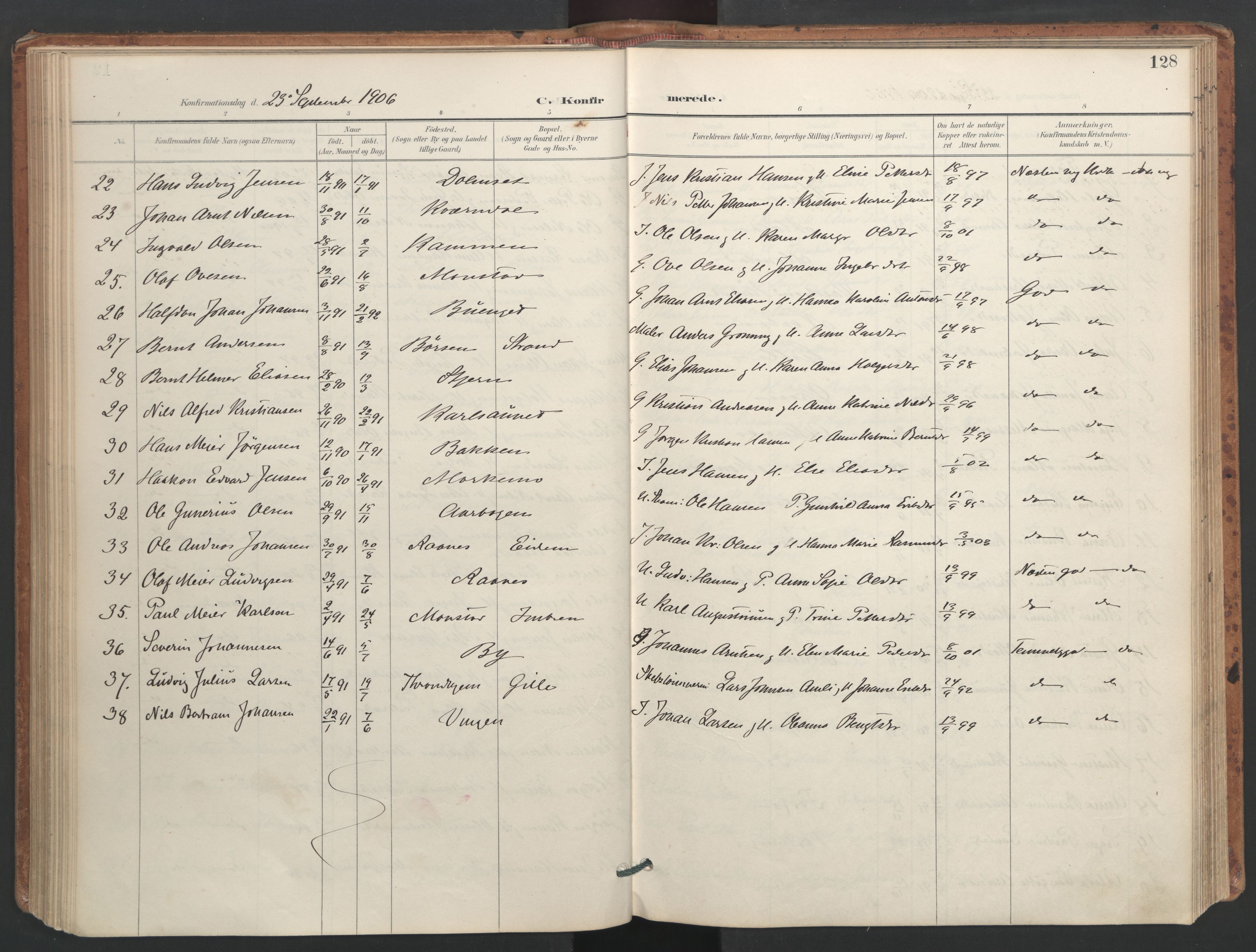 Ministerialprotokoller, klokkerbøker og fødselsregistre - Sør-Trøndelag, SAT/A-1456/655/L0681: Parish register (official) no. 655A10, 1895-1907, p. 128