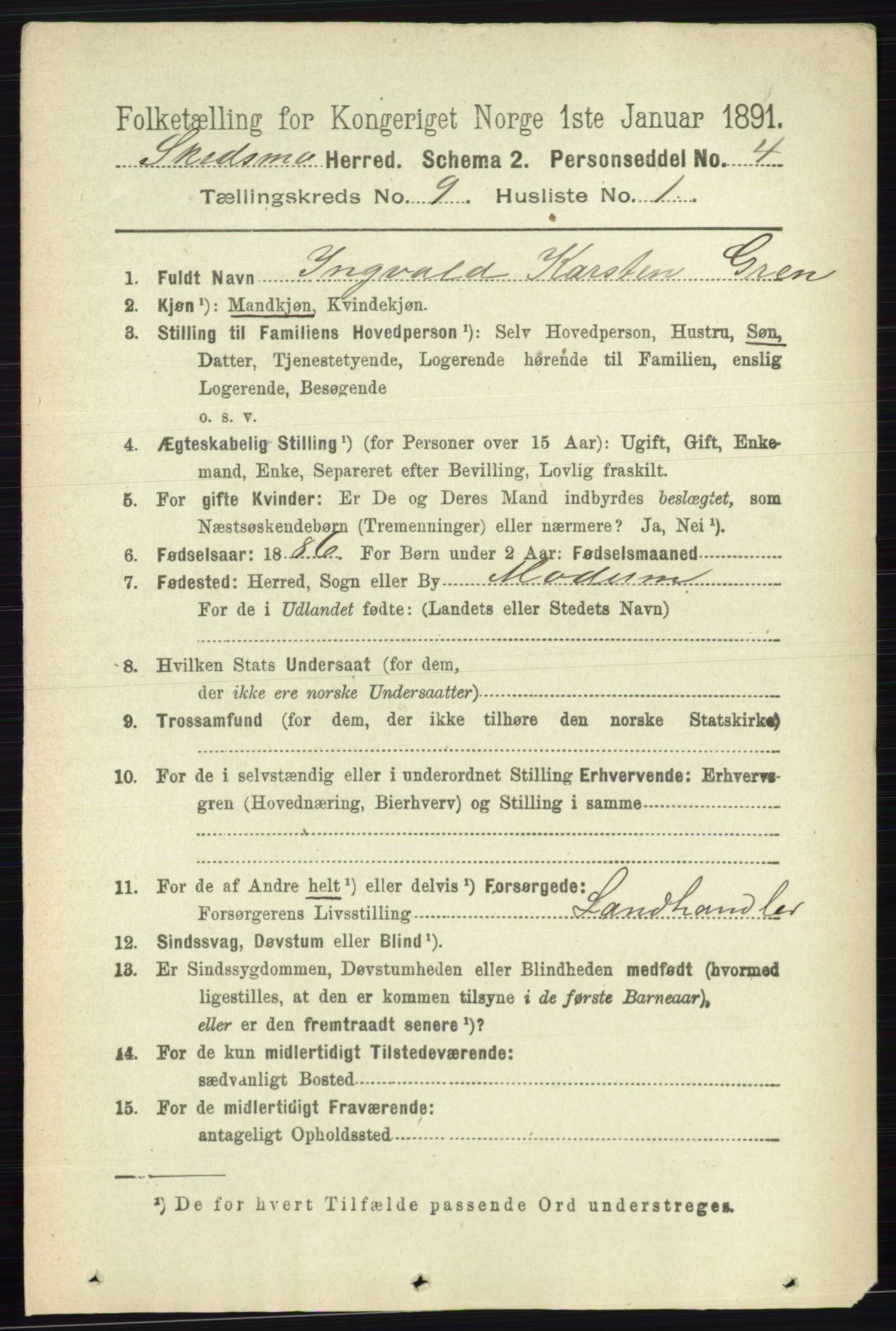 RA, 1891 census for 0231 Skedsmo, 1891, p. 5099