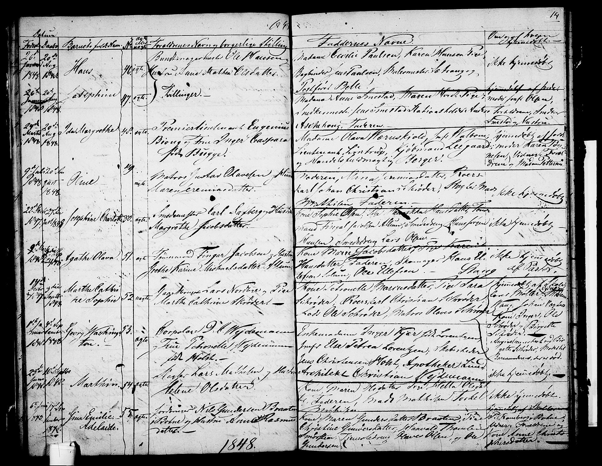 Holmestrand kirkebøker, AV/SAKO-A-346/G/Ga/L0002: Parish register (copy) no. 2, 1846-1849, p. 14