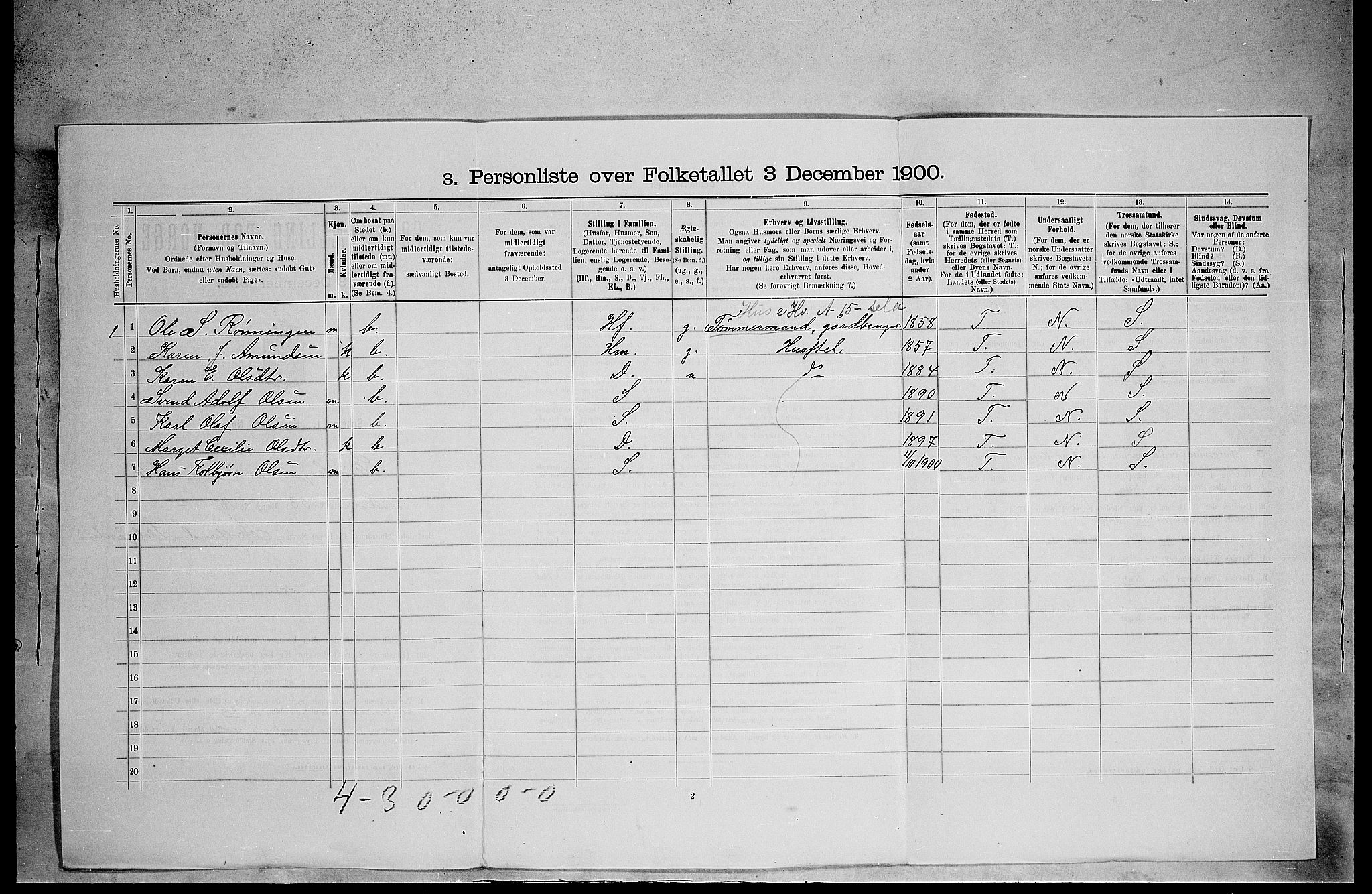 SAH, 1900 census for Eidskog, 1900, p. 1262