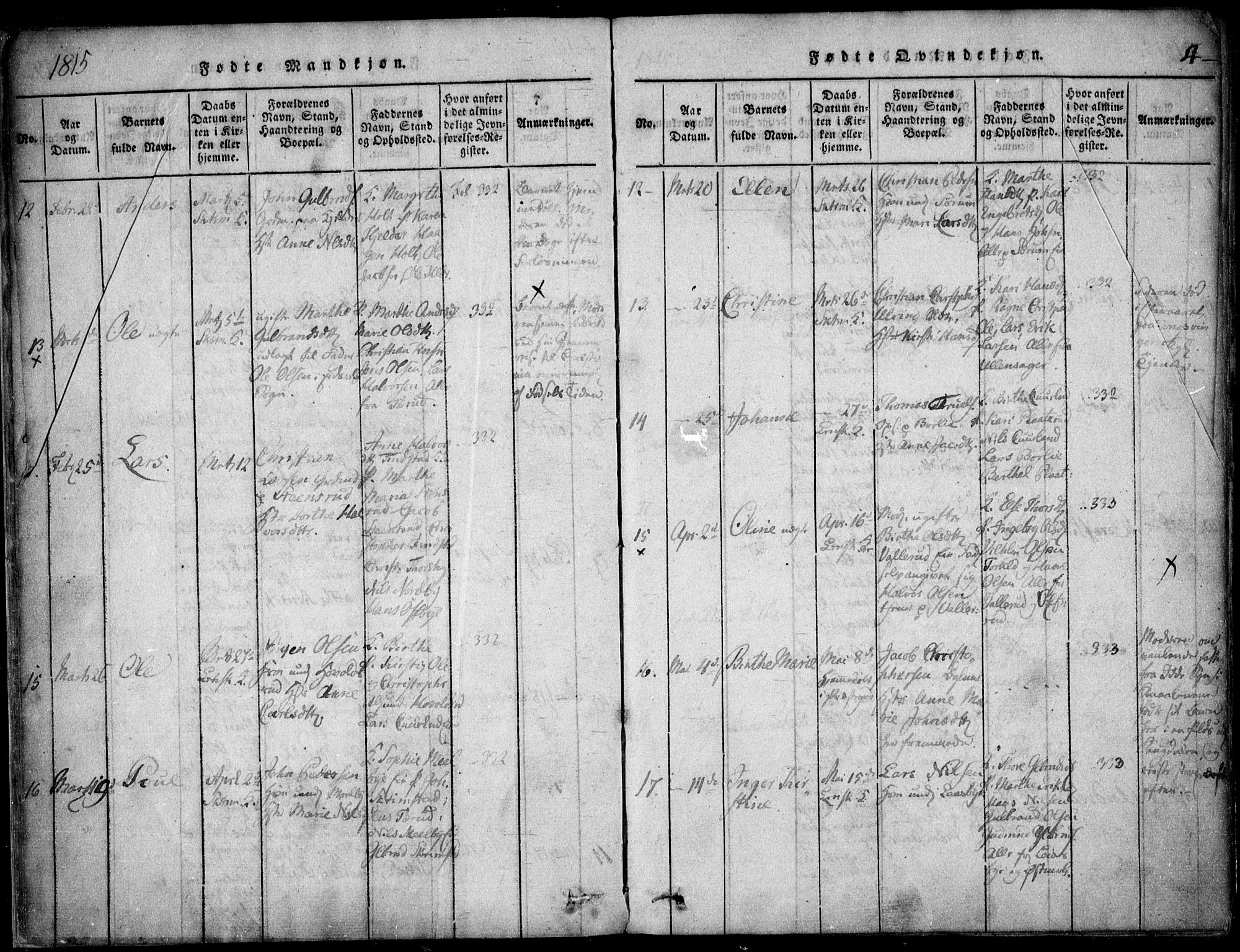 Skedsmo prestekontor Kirkebøker, SAO/A-10033a/F/Fa/L0008: Parish register (official) no. I 8, 1815-1829, p. 4