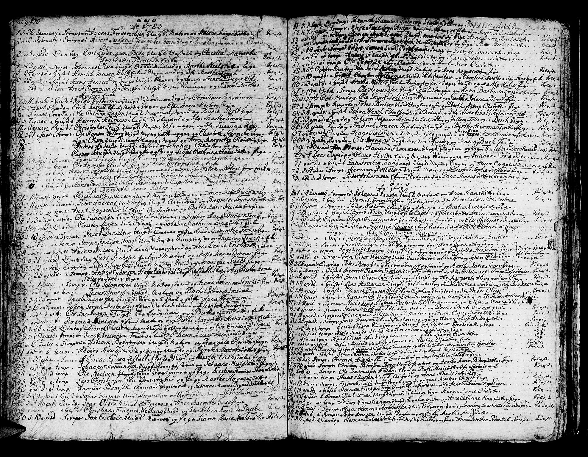 Domkirken sokneprestembete, SAB/A-74801/H/Haa/L0007: Parish register (official) no. A 7, 1725-1826, p. 100-101