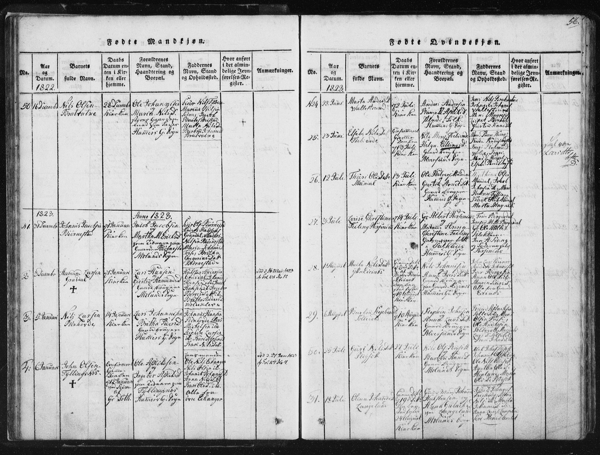 Hamre sokneprestembete, AV/SAB-A-75501/H/Ha/Haa/Haaa/L0010: Parish register (official) no. A 10, 1816-1826, p. 56