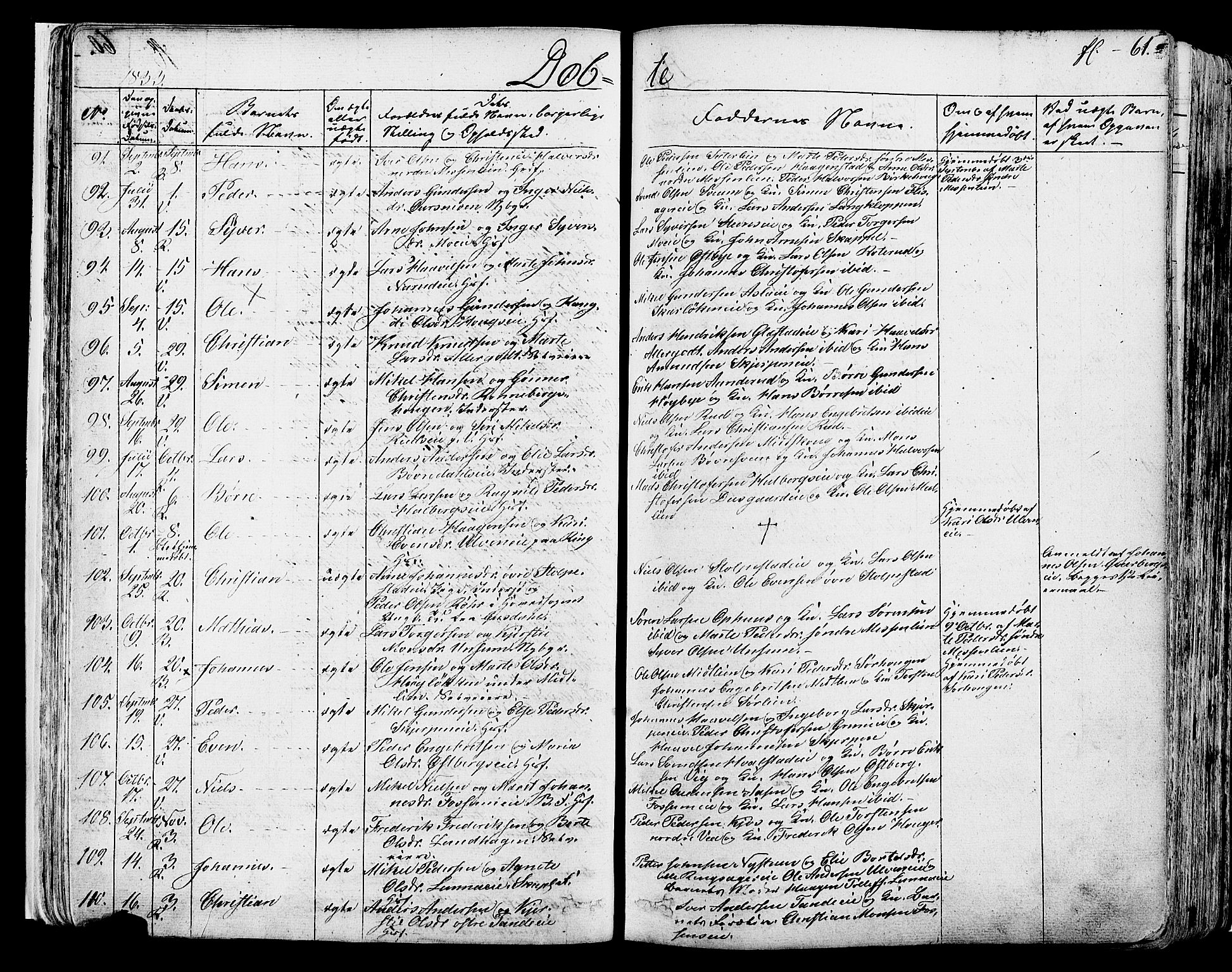 Ringsaker prestekontor, AV/SAH-PREST-014/K/Ka/L0007: Parish register (official) no. 7A, 1826-1837, p. 61